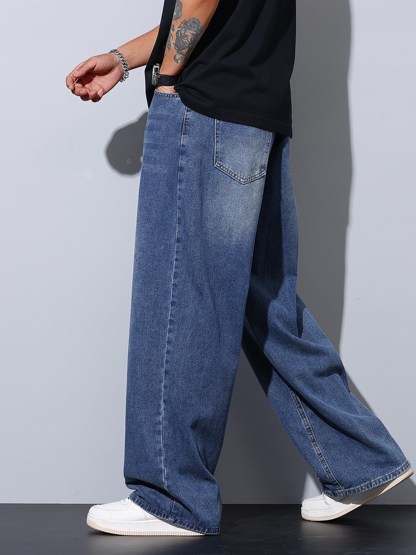 Zewool Men’s Irregular Seam Baggy Jeans