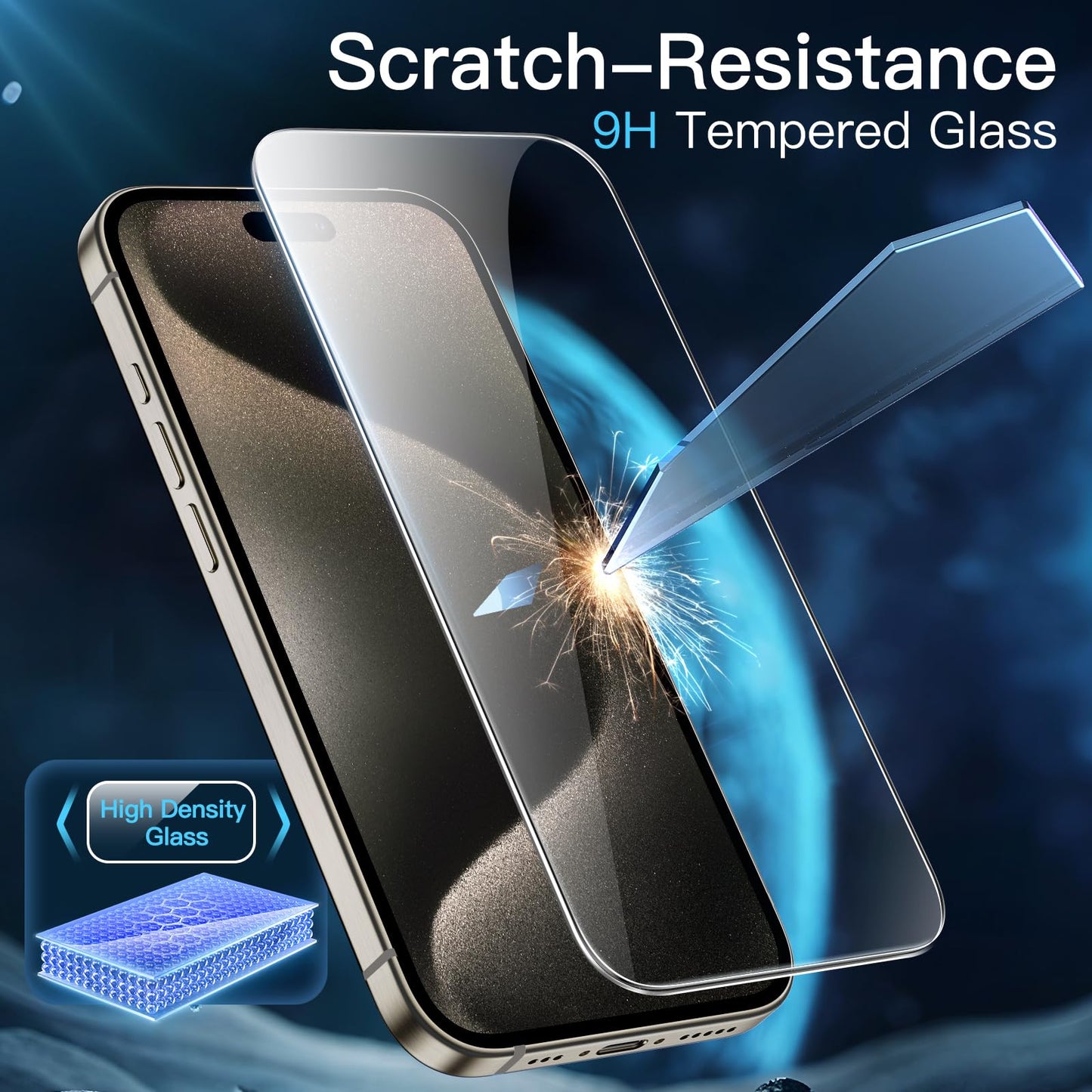 JETech Schutzfolie für iPhone 16e 2025, iPhone 13/13 Pro 6,1 Zoll, Gehärtetes Glas mit Einfaches Installationswerkzeug, Hat Keinen Einfluss auf die Hülle, Panzer HD Klar, 3 Stück