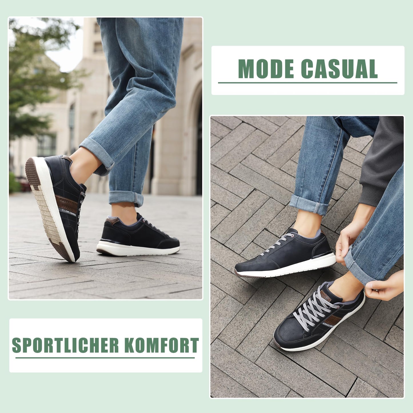 Men’s Casual Fashion Sneakers – Lightweight Non-Slip Faux Leather Shoes