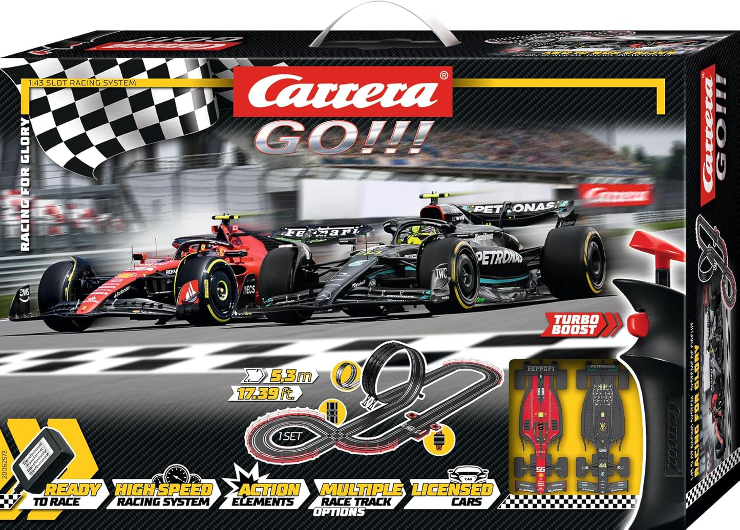 Carrera - 20062573 - Carrera GO!!! Racing for Glory Rennbahn-Set I Rennbahn mit lizensierten Slotcars | bis zu 2 Spieler | Für Kinder ab 6 Jahren & Erwachsene