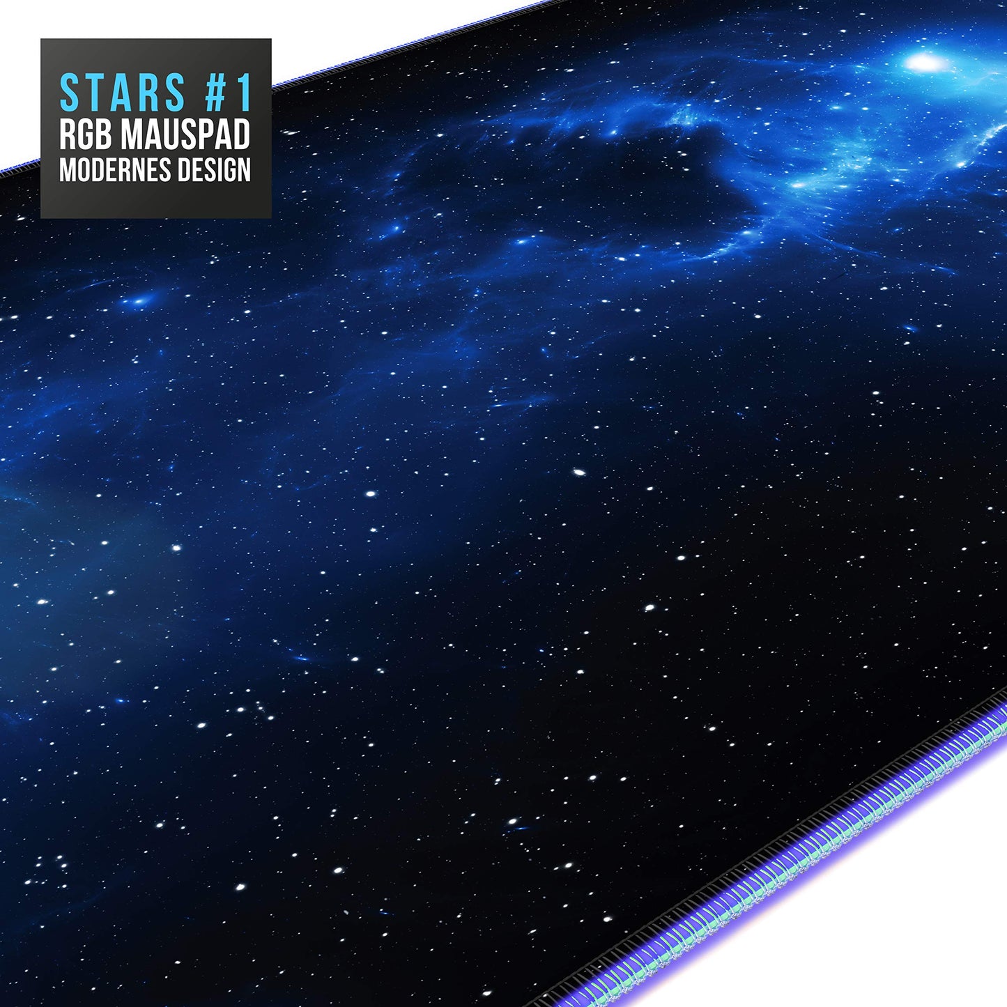 TITANWOLF - RGB Gaming Mauspad - LED Schreibtischunterlage - 800x300 mm - XXL Mousepad - LED Multi Color - 11 Beleuchtungs-Modi - 7 LED Farben Plus 4 Effektmodi - abwaschbar - Stars
