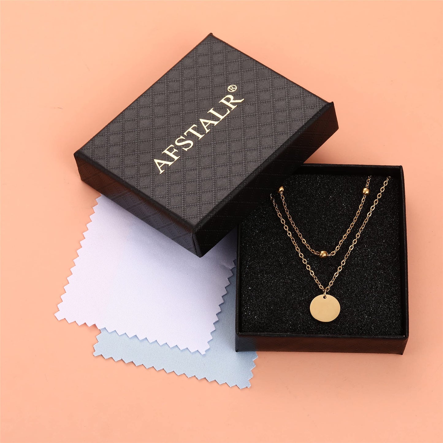 AFSTALR Layered Coin Pendant Necklace