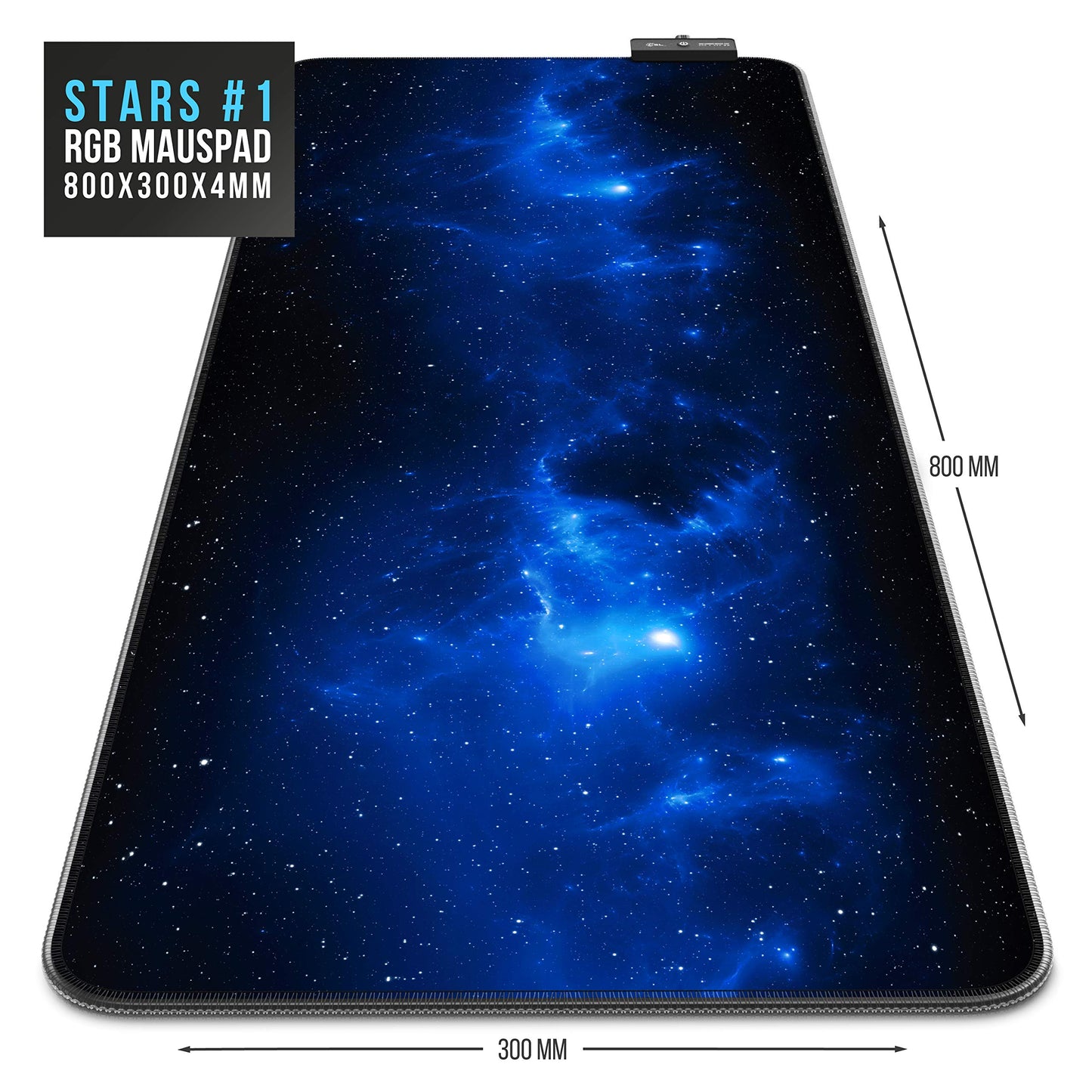 TITANWOLF - RGB Gaming Mouse Pad - LED Desk Pad - 800x300 mm - XXL Mouse Pad - LED Multi Color - 11 Lighting Modes - 7 LED Colors Plus 4 Effect Modes - Washable - Stars