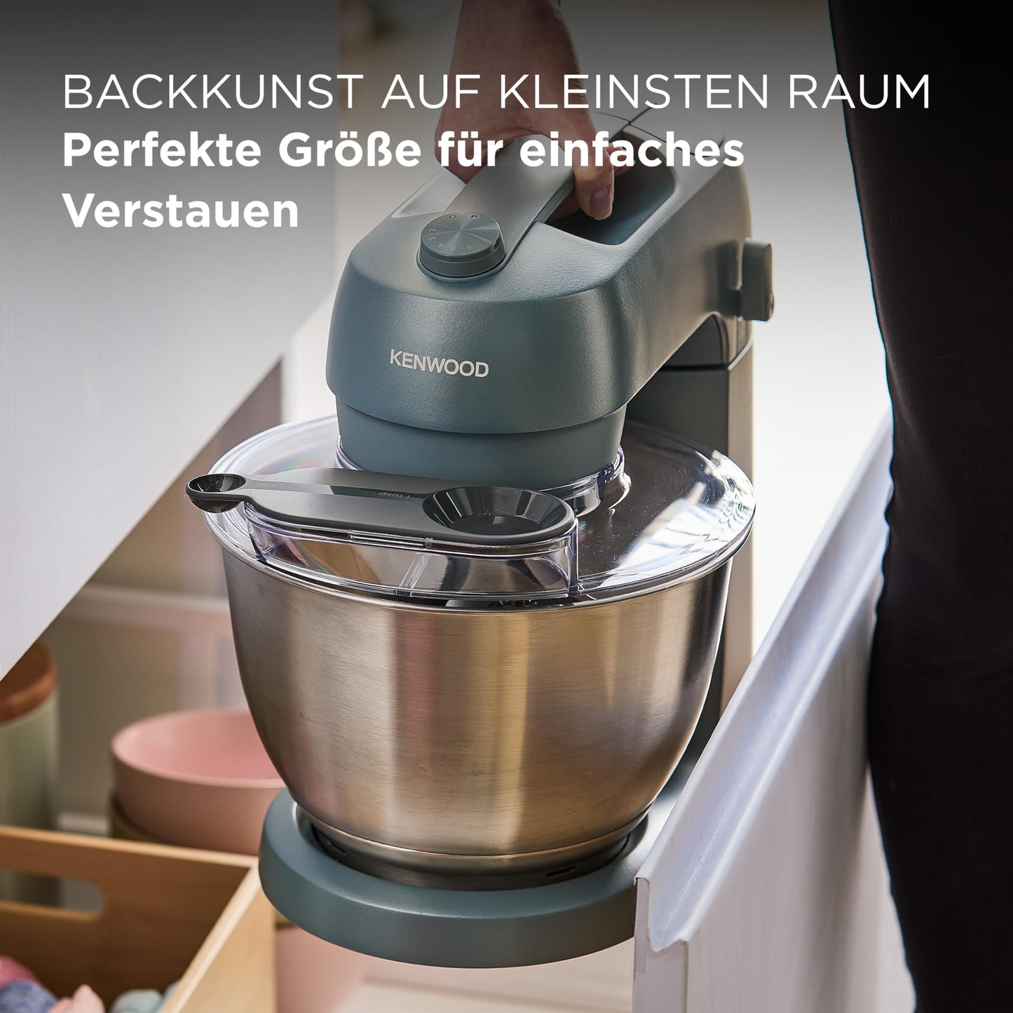Kenwood MultiPro Go FDP22.130GY, Kompakt-Küchenmaschine nur 30cm hoch, zum Schneiden, Reiben, Pürieren und Teig Kneten, Express-Serve, 1,3 l Arbeitsbehälter, 650 W, Blau