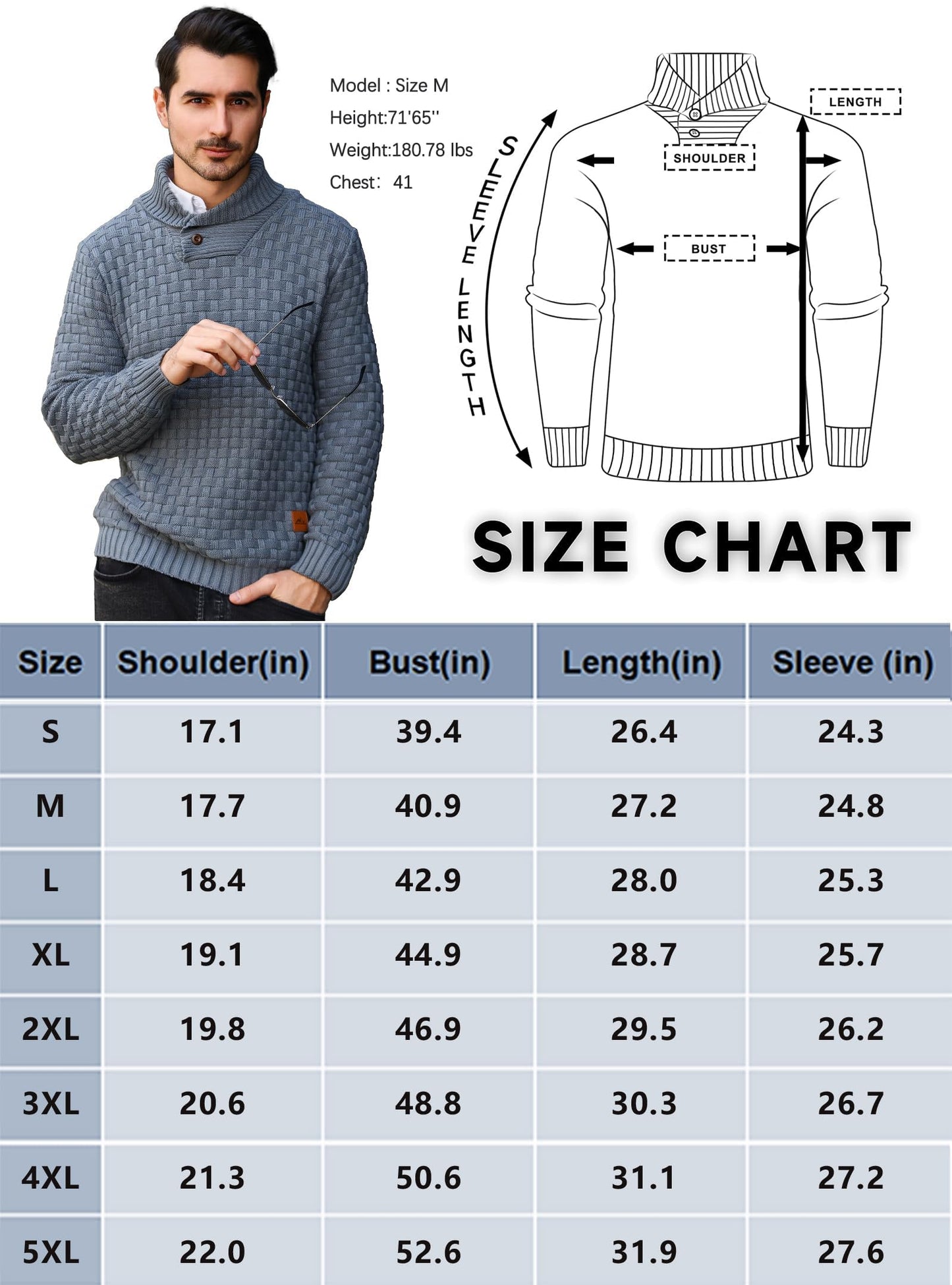 HYPESTFIT Men’s Mock Neck Sweater – Textured Knit Pullover