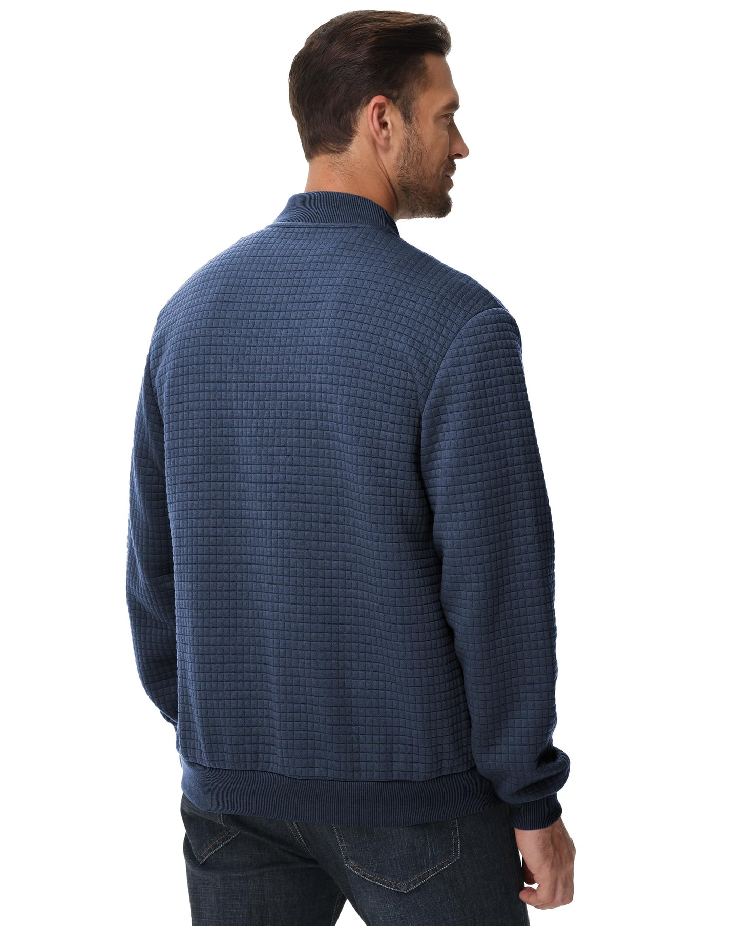 Men’s Transitional Jacket – Lightweight Winter Jacquard Coat with Zipper Pocket