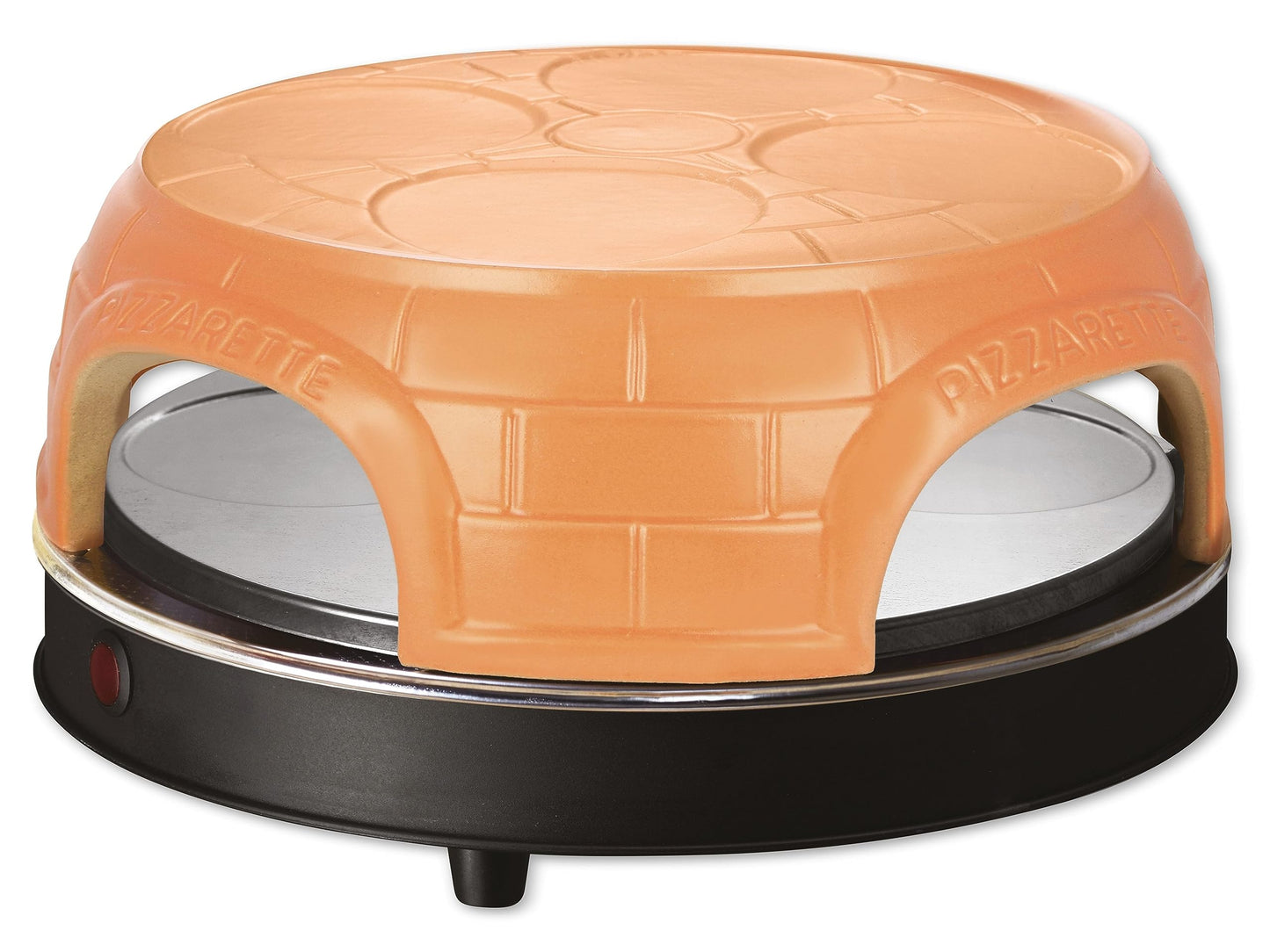 Emerio Pizzaofen, PIZZARETTE das Original, handgemachte Terracotta Tonhaube, patentiertes Design, für Mini-Pizza, echter Familien-Spaß für 8 Personen, PO-116124.1, Pink
