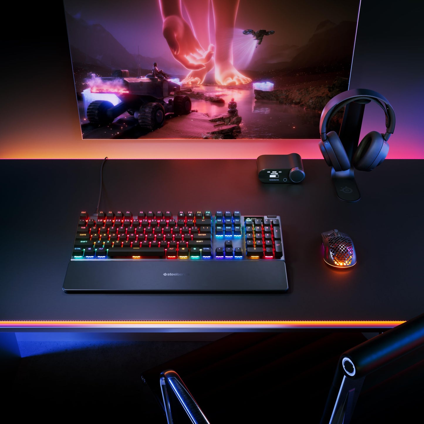 SteelSeries Apex Pro Gen 3 - HyperMagnetic Gaming-Tastatur - OmniPoint 3.0 Switches - anpassbares Ansprechverhalten - Rapid Trigger - Rapid Tap/SOCD - OLED - RGB - PBT-Keycaps - DE Layout QWERTZ