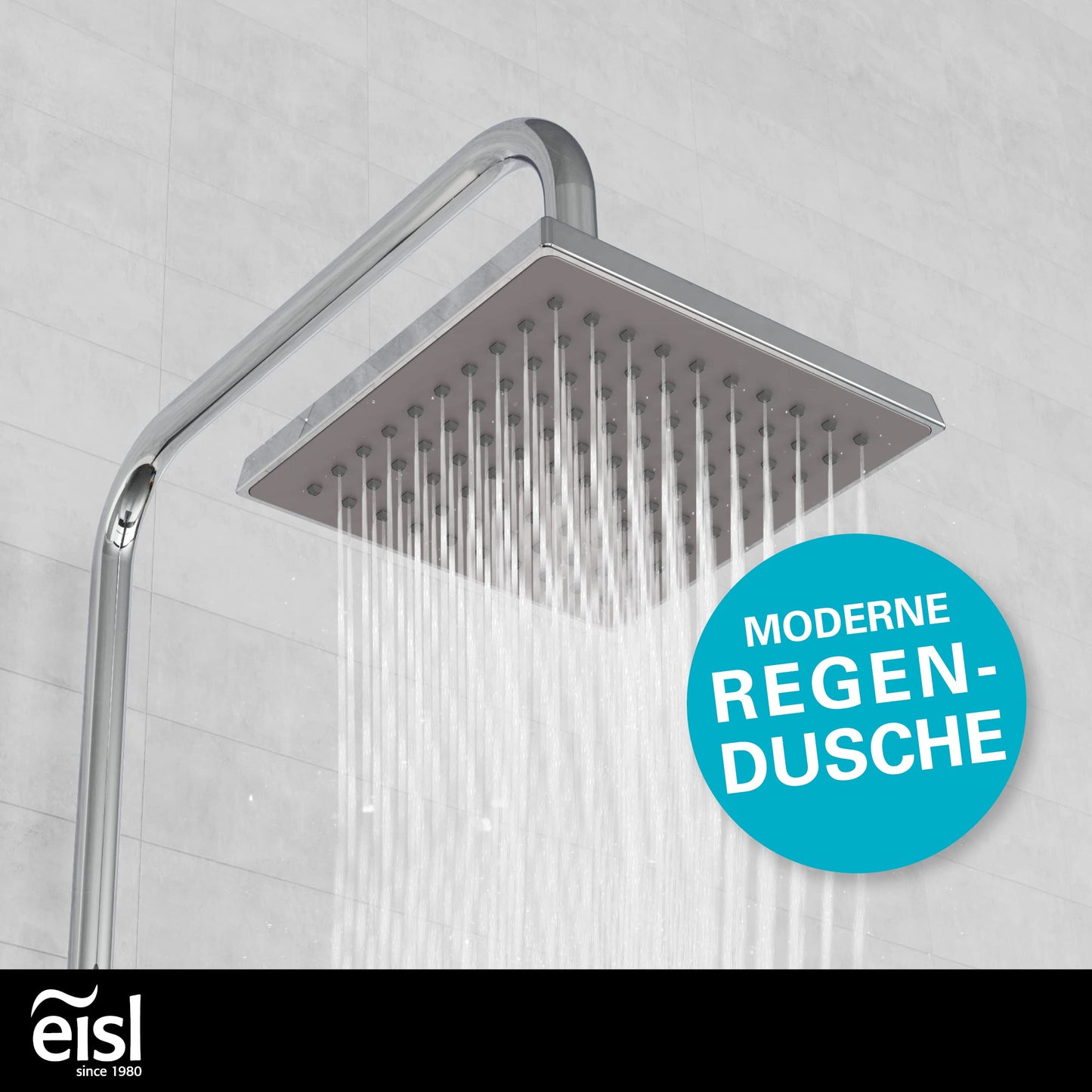 EISL Duschset EASY FRESH, Duschsystem ohne Armatur 2 in 1 mit großer Regendusche (250 x 200 mm) und Handbrause, Regendusche ohne Armatur ideal zum Nachrüsten, komplettes Montageset, Chrom DX12006