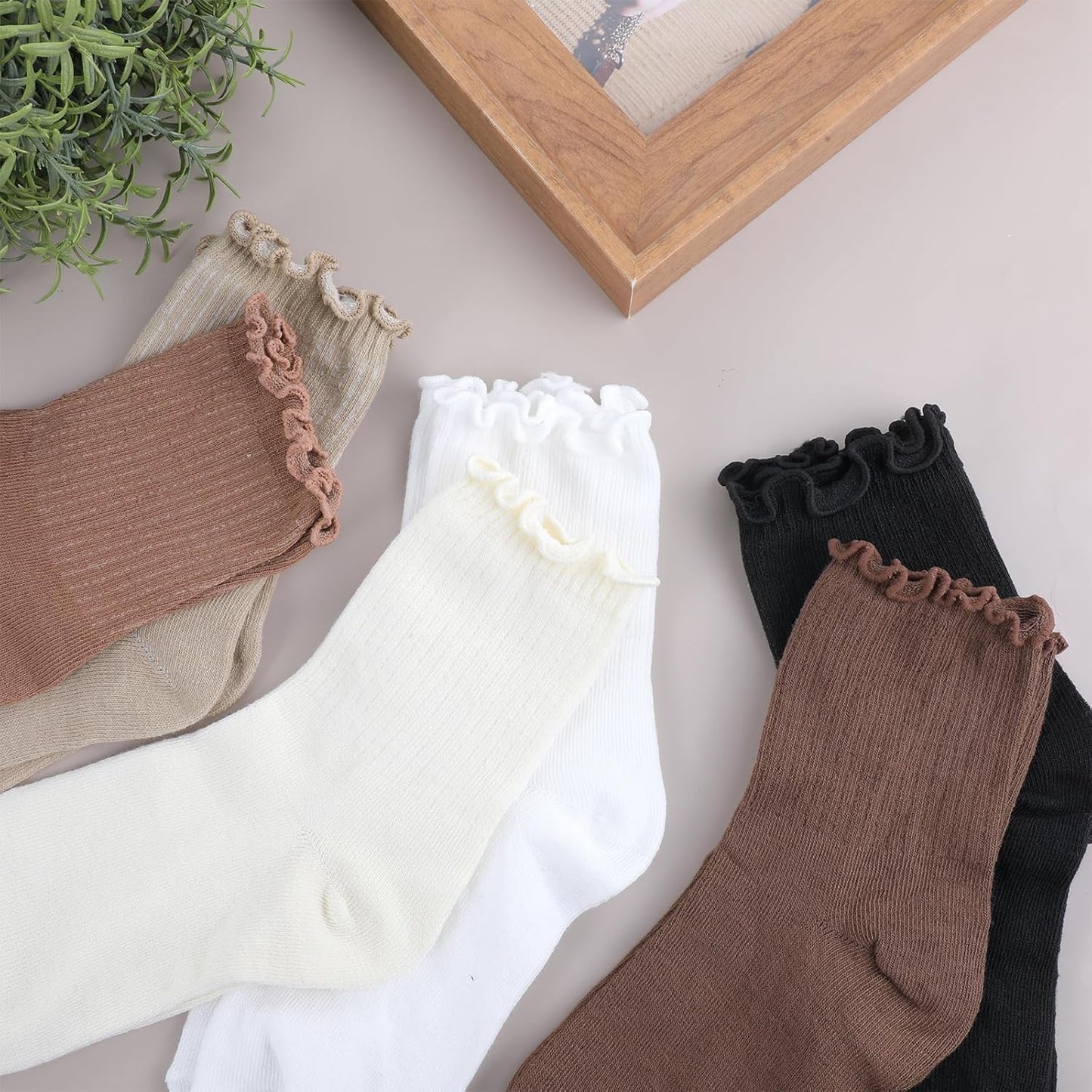 6 Pairs Women's Ruffle Socks – Cute Casual Ankle Crew Socks