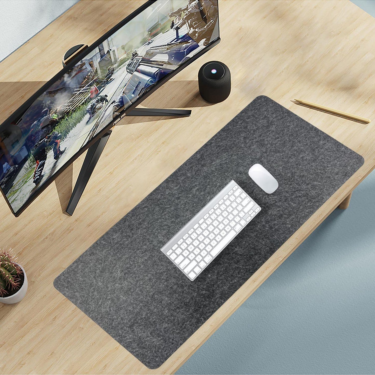 DAWNTREES Schreibtischunterlage Filz,Filz Mauspad Groß,Rutschfeste Desk Mat,Schreibtischmatte für Büro und Zuhause,Office Desktopschutz (dunkelgrau)