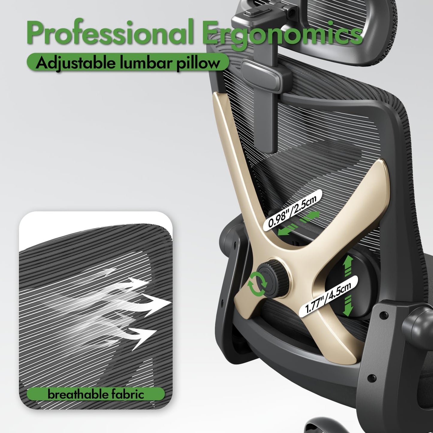 TRALT Ergonomischer Bürostuhl - X-förmiger bequemer Computer-Bürostuhl, Gaming-Stuhl, Bürostuhl mit Lendenwirbelstütze, Netz-Bürostuhl mit Kopfstütze (Grau-Silber)