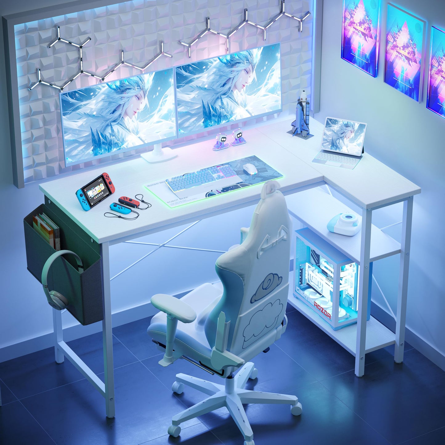 BEXEVUE L-förmiger Schreibtisch – 100x70 cm Gaming Tisch mit Ablagefächer, Umkehrbarer PC Ecktisch Computertisch, Corner Gaming Tisch für Studium Arbeit Zuhause Schlafzimmer, Schwarz