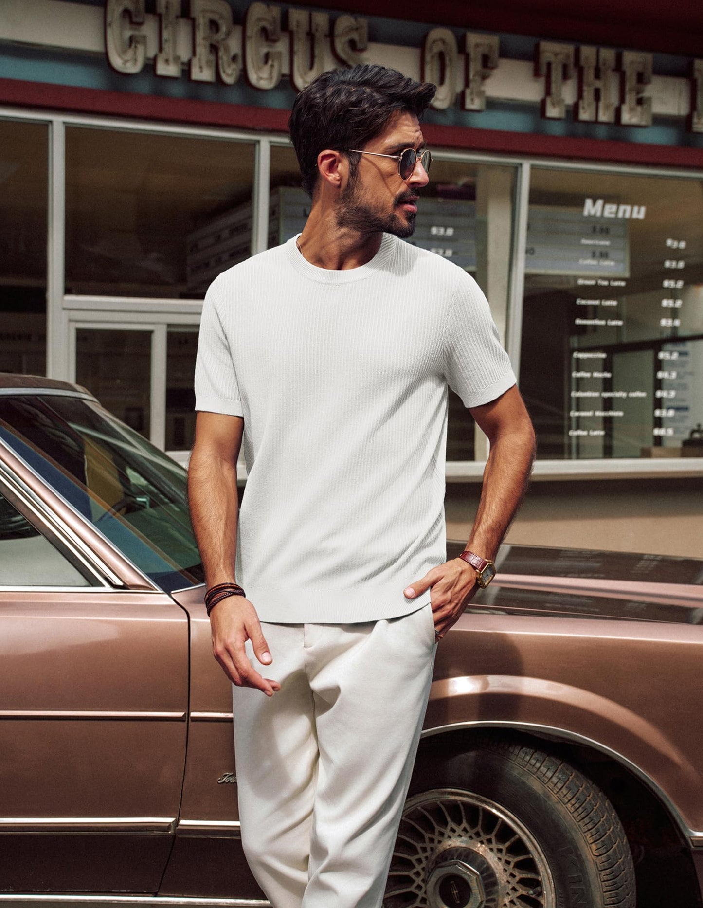 Men’s Short Sleeve Knitted Crew Neck T-Shirt