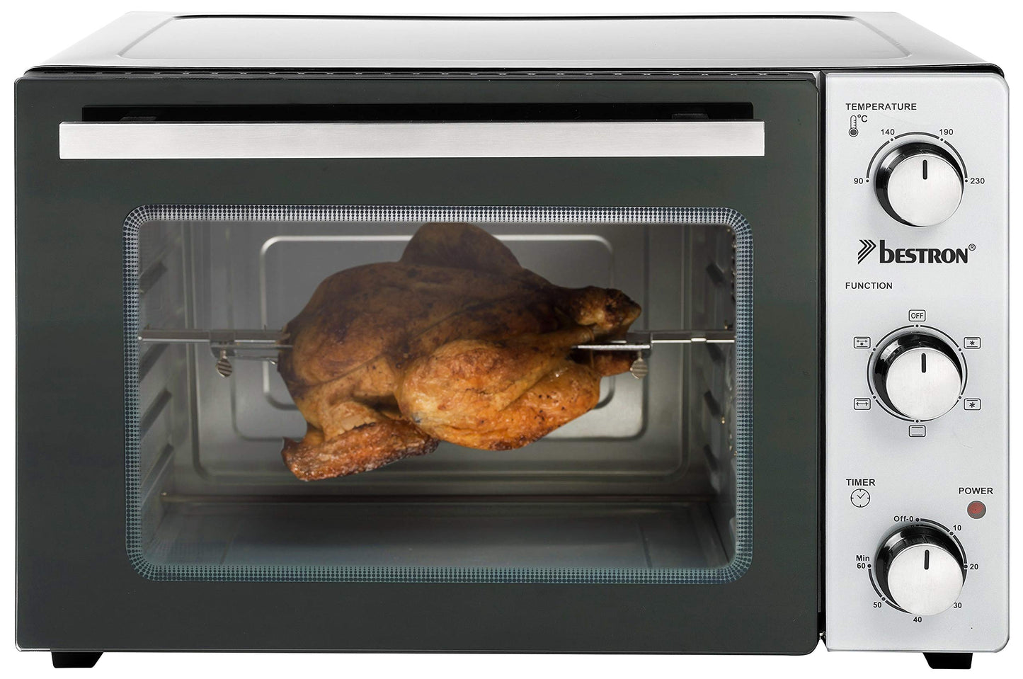 Bestron AOV9 Kompakter Mini-Backofen mit Ober-/Unterhitze, 9 Liter, 800 Watt, Schwarz