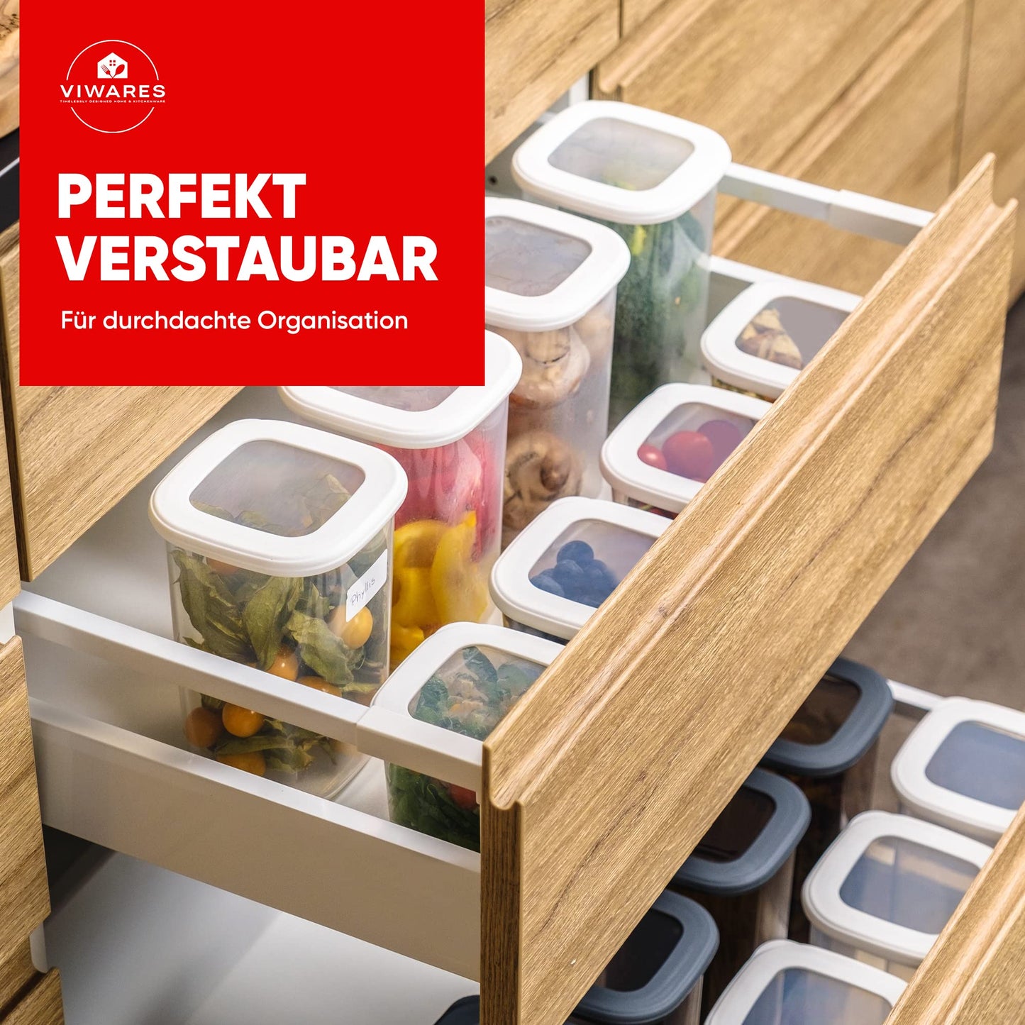 Viwares Vorratsdosen mit Deckel Luftdicht, 12er Vorratsbehälter Set BPA-Frei, Vorratsdose zur Müsli Mehl Aufbewahrung Küche, Praktische Organizer Küche, Frischhaltedosen für Lebensmittelaufbewahrung