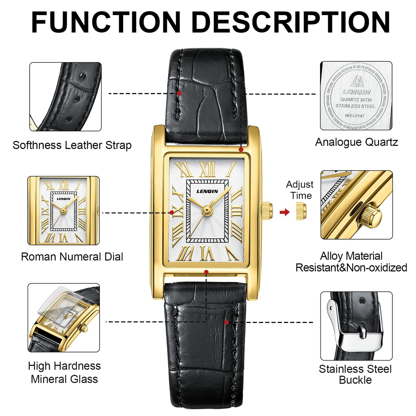 LN LENQIN Women's Watch Women's Classic Watch for Women Fashion Casual Waterproof Leather Analogue Quartz Women's Watch