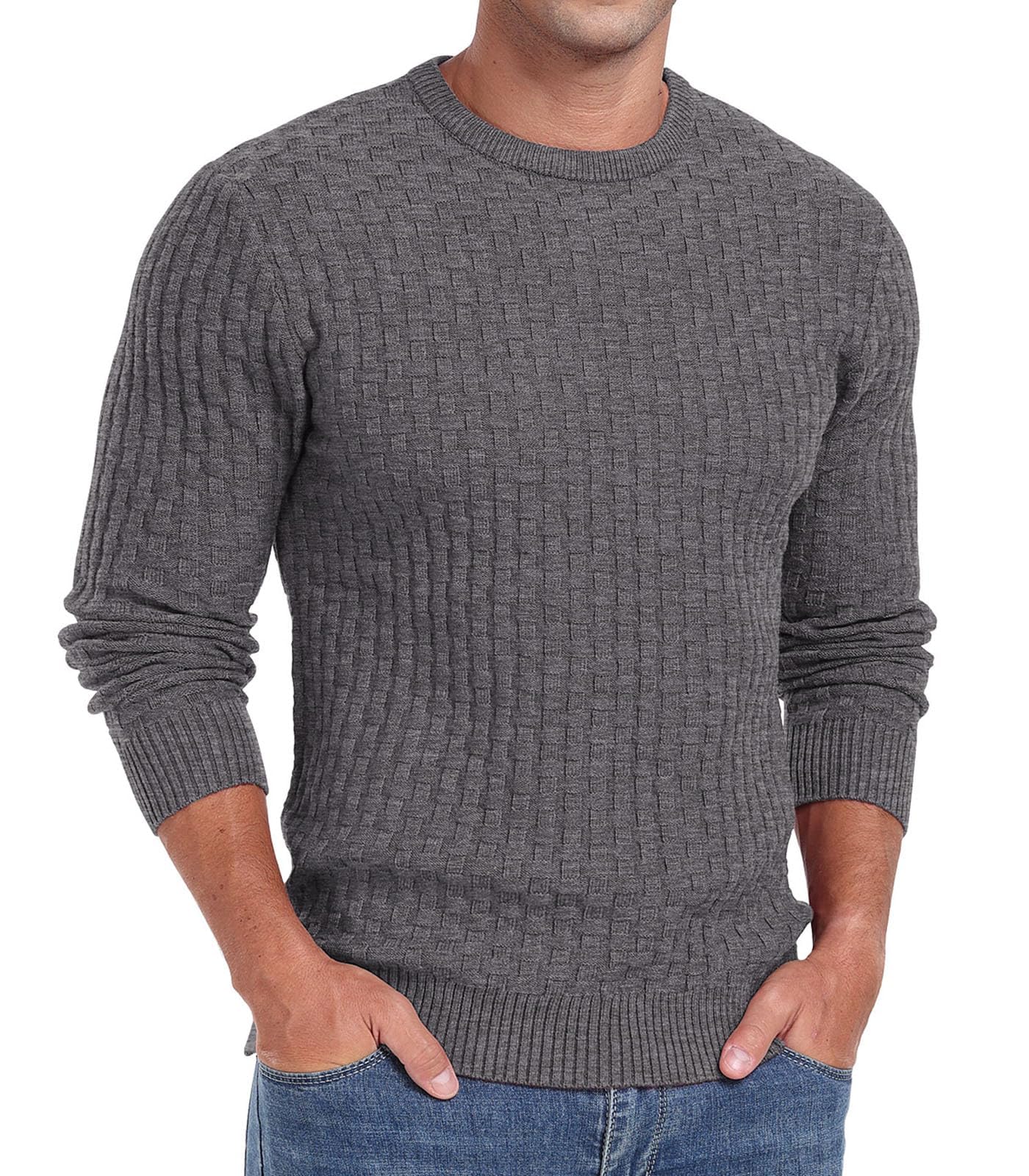 Sailwind Men’s Crew Neck Waffle Knit Sweater