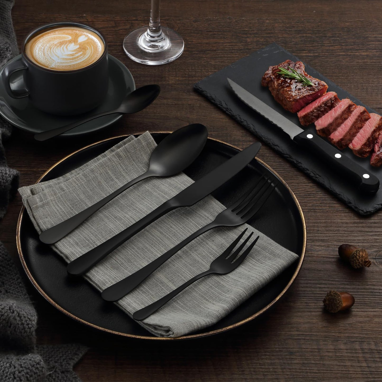 BEWOS 36-teiliges Besteck set mit Steakmesser Service für 6, Premium-Edelstahl-Bestecksets für Haus & Küche, Hochwertiges Messer-Löffel-Gabel-Besteck-Set Hochglanzpoliert, Spülmaschinenfest