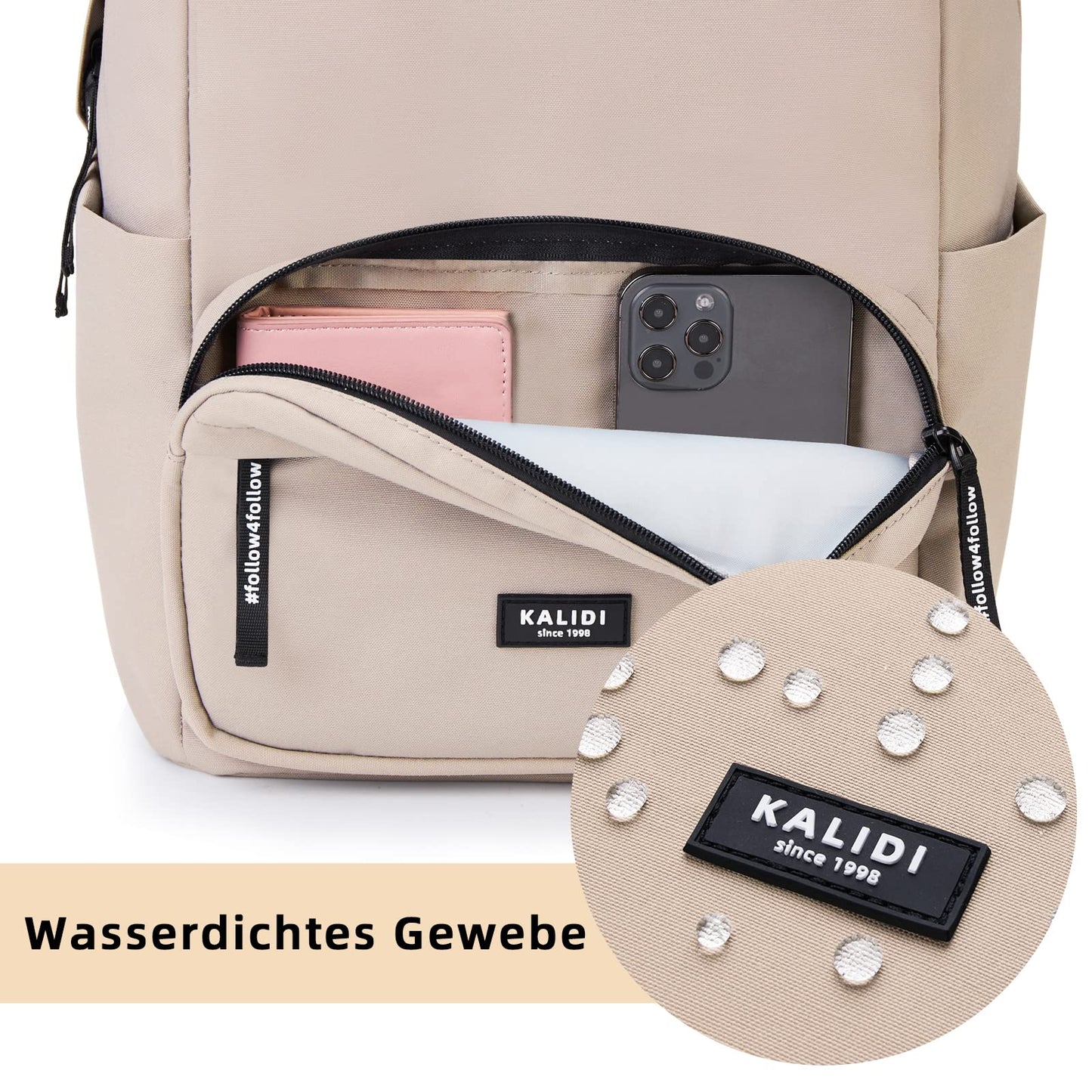 KALIDI Unisex Backpack with Laptop Compartment