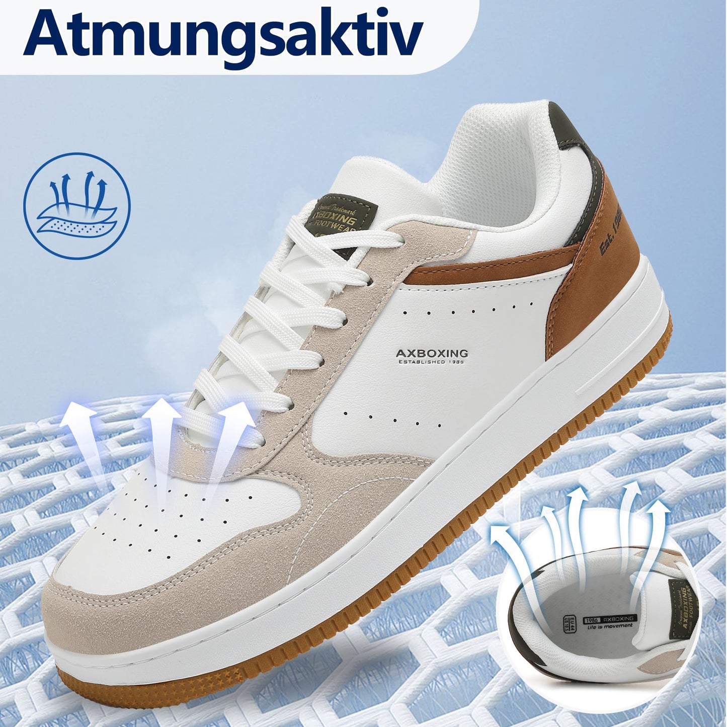 AX BOXING Men’s Casual Trainers – Lightweight Breathable Faux Leather Sneakers