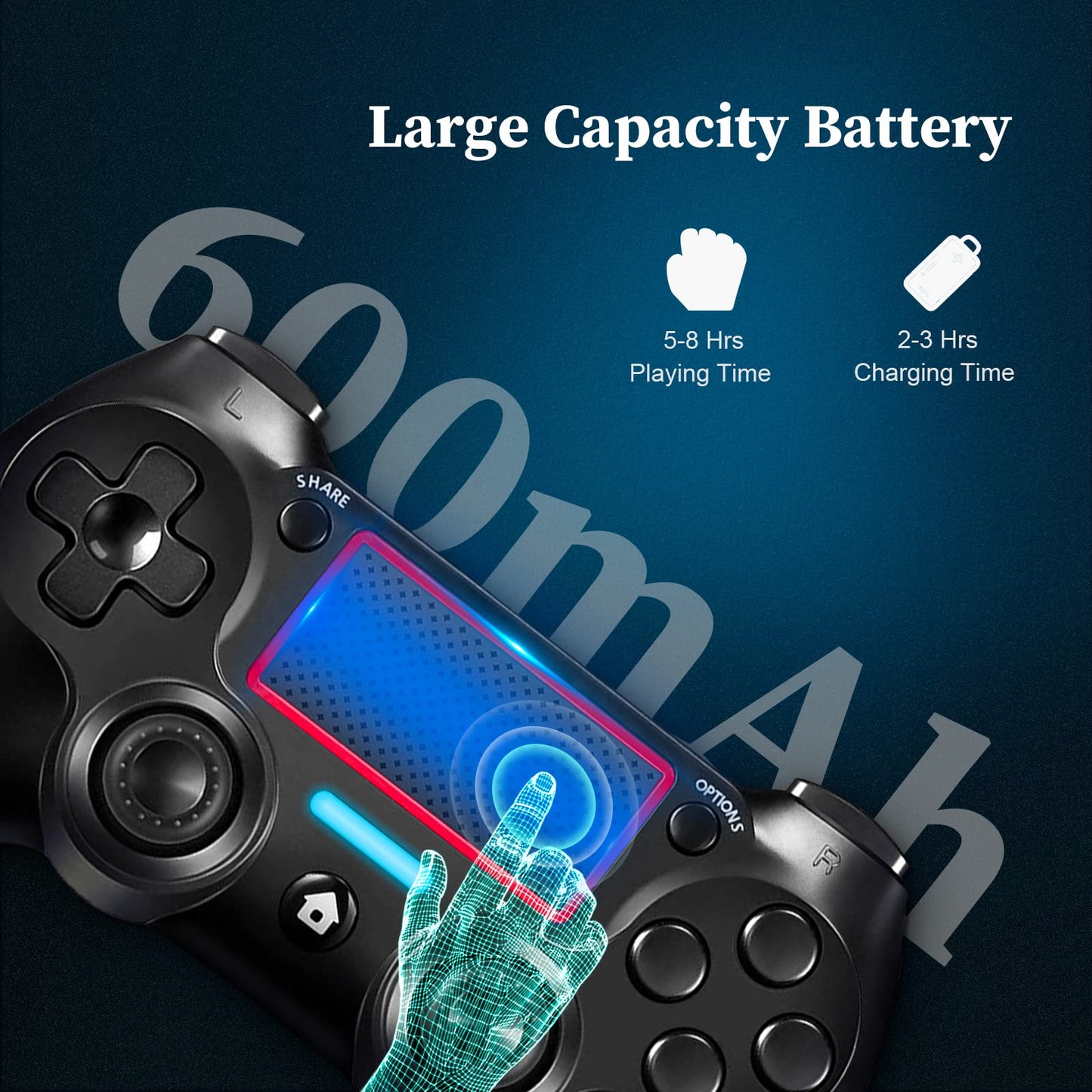 Shiptree Wireless Controller für PS-4, Game Controller Kompatibel mit PS-4/Slim/Pro/PC, mit Dual Vibration/6-Achsen Gyro Sensor/Hochpräzises Touchpanel/Audio Jack, 360°-Joystick Präzise Kontrolle -Rot