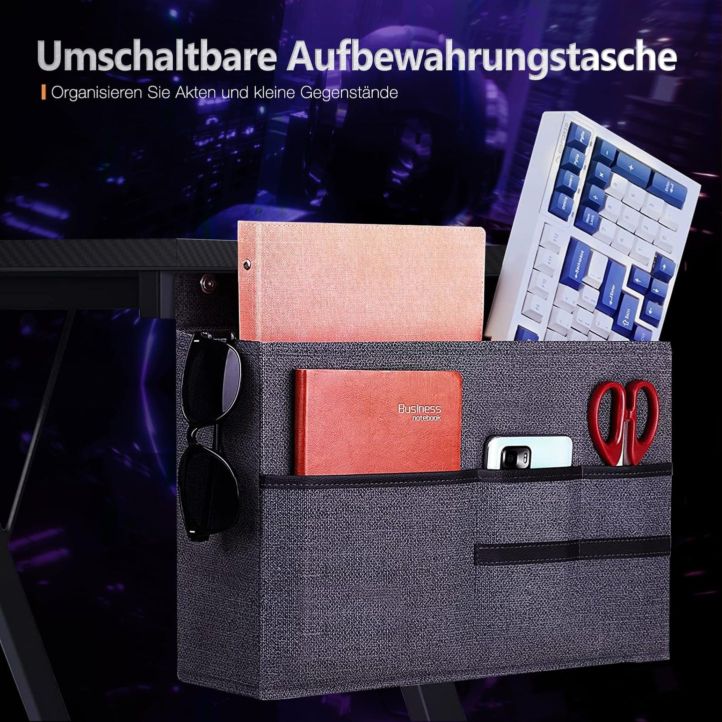 ODK Gaming Tisch, Gaming Schreibtisch Eckschreibtisch für Gamer, Schreibtisch L Form mit Monitorständer für Büro (Schwarz, 127 x 127 cm)