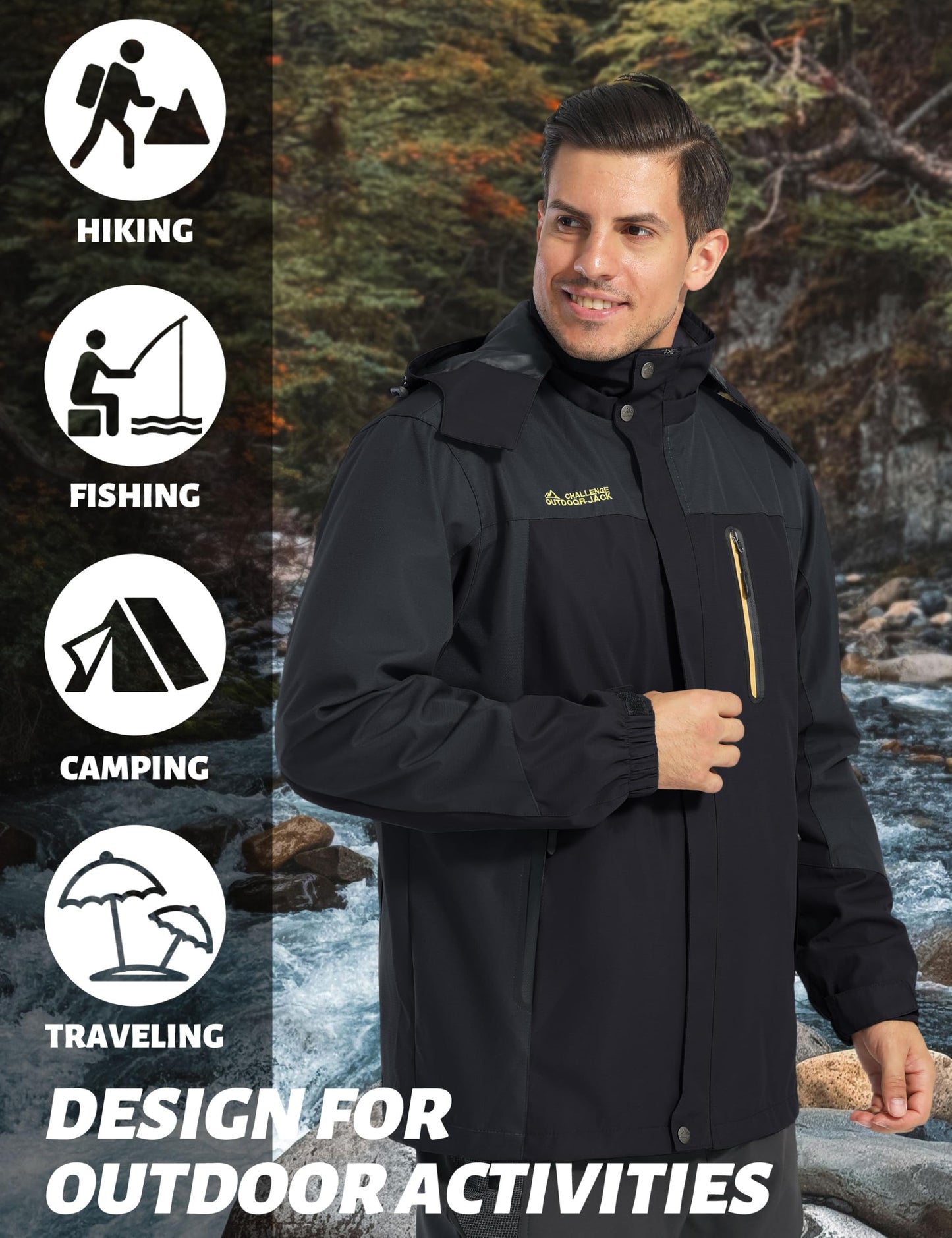 Men’s Outdoor Jacket – Lightweight Water-Resistant Hiking Coat