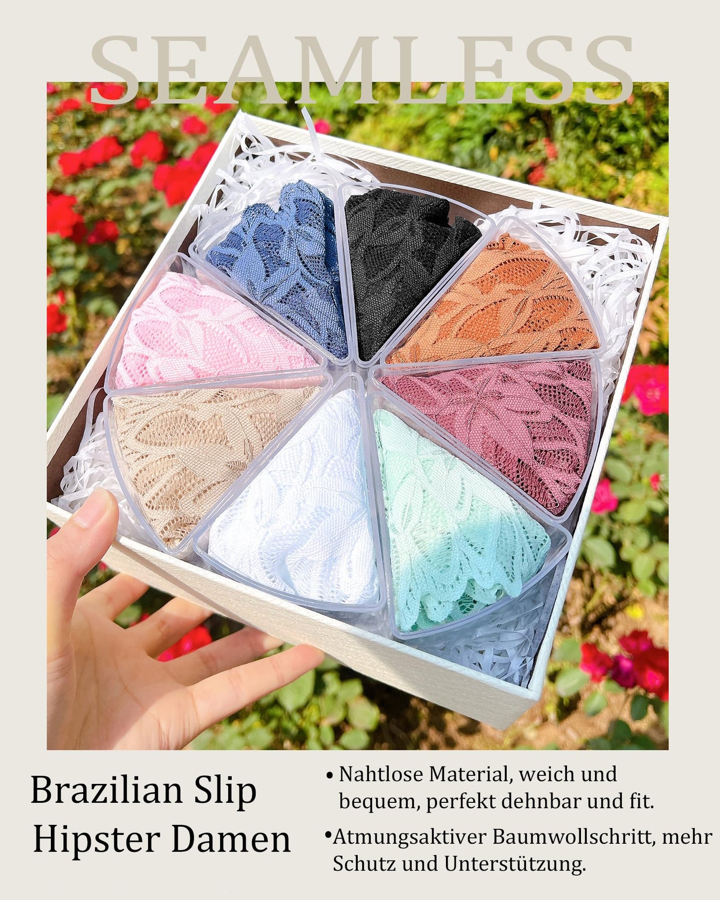 Women's Seamless Brazilian Panties Lace Hipster Underwear 6-Pack