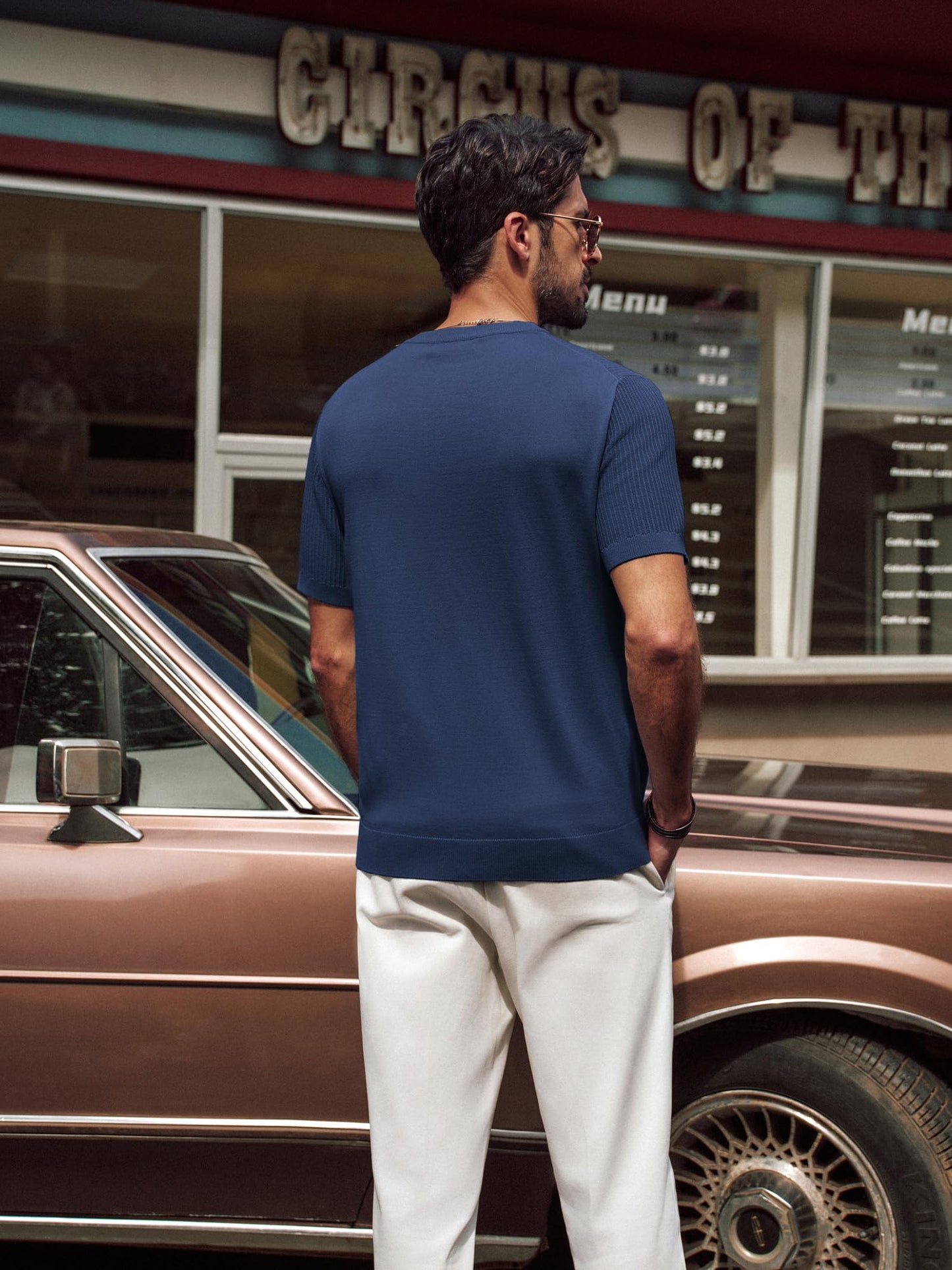 Men’s Short Sleeve Knitted Crew Neck T-Shirt