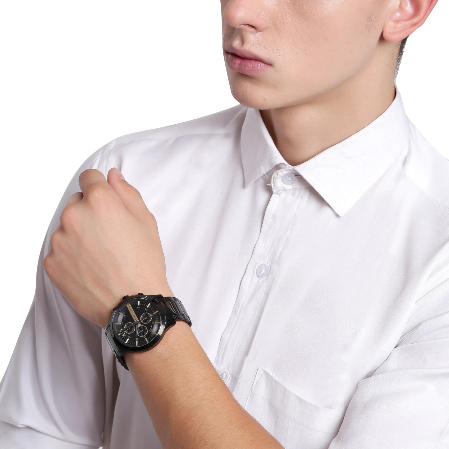 Armani Exchange Watch for Men, Chronograph Movement and 46mm Case Size with Stainless Steel, Leather or Silicone Strap