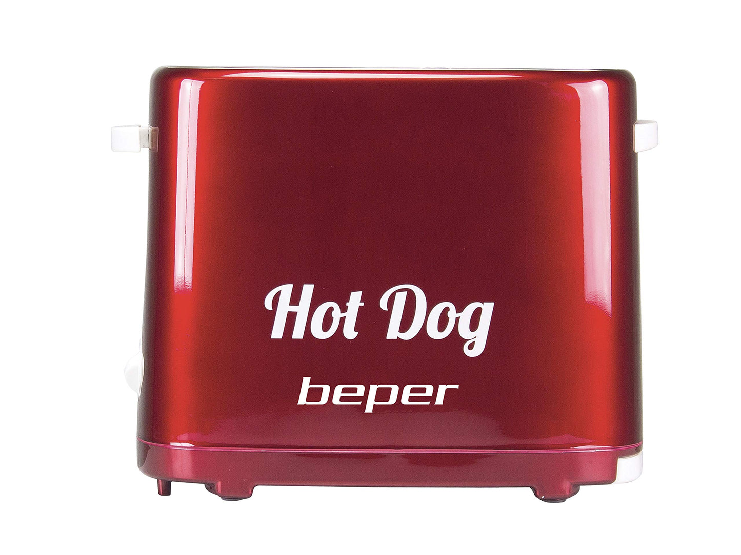 BEPER BT.150Y Hot Dog Maker mit 5 Kochstufen - Hot Dog Maschine im Vintage Design, Rot, 750 W