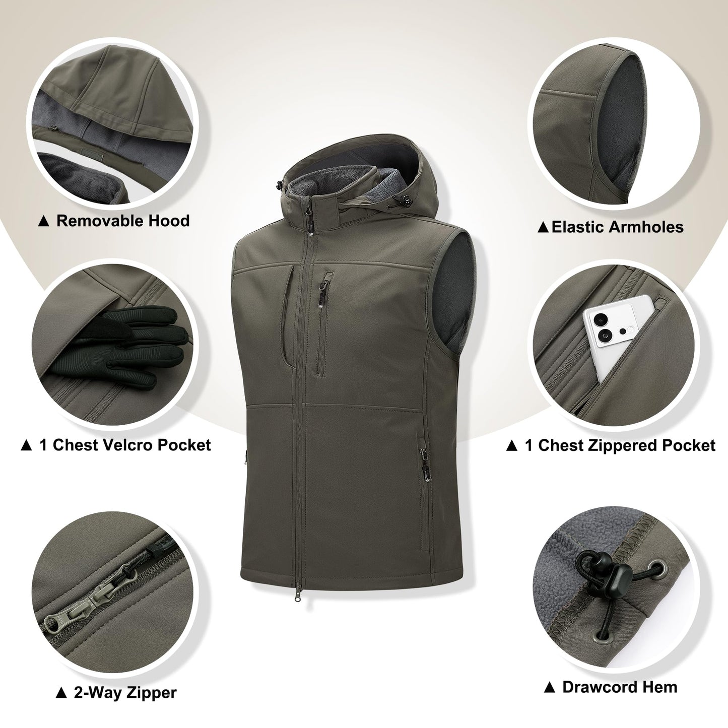 Men’s Outdoor Softshell Vest – Waterproof Sleeveless Jacket