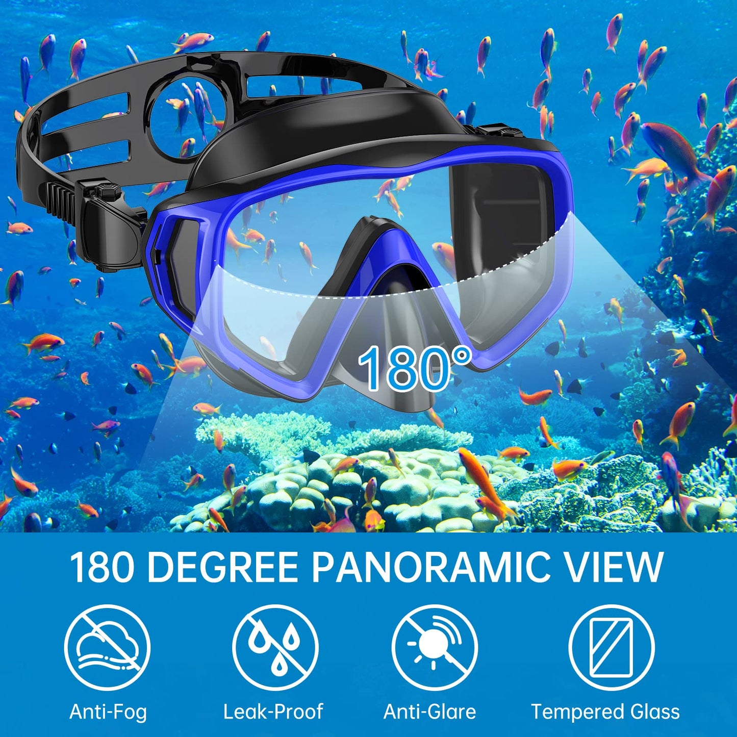 JEMULICE Schnorchelset Erwachsene, Schnorcheln Set mit Taucherbrille und Dry Schnorchel für Herren und Damen, Anti-Leck & Anti-Fog Tauchmaske aus Gehärtetem Glas für Tauchen, Schnorcheln und Schwimmen