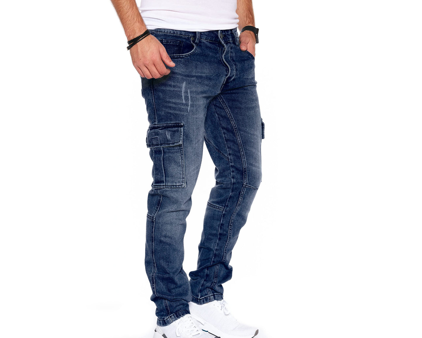 Men’s Cargo Jeans – Regular Slim Fit Denim Joggers