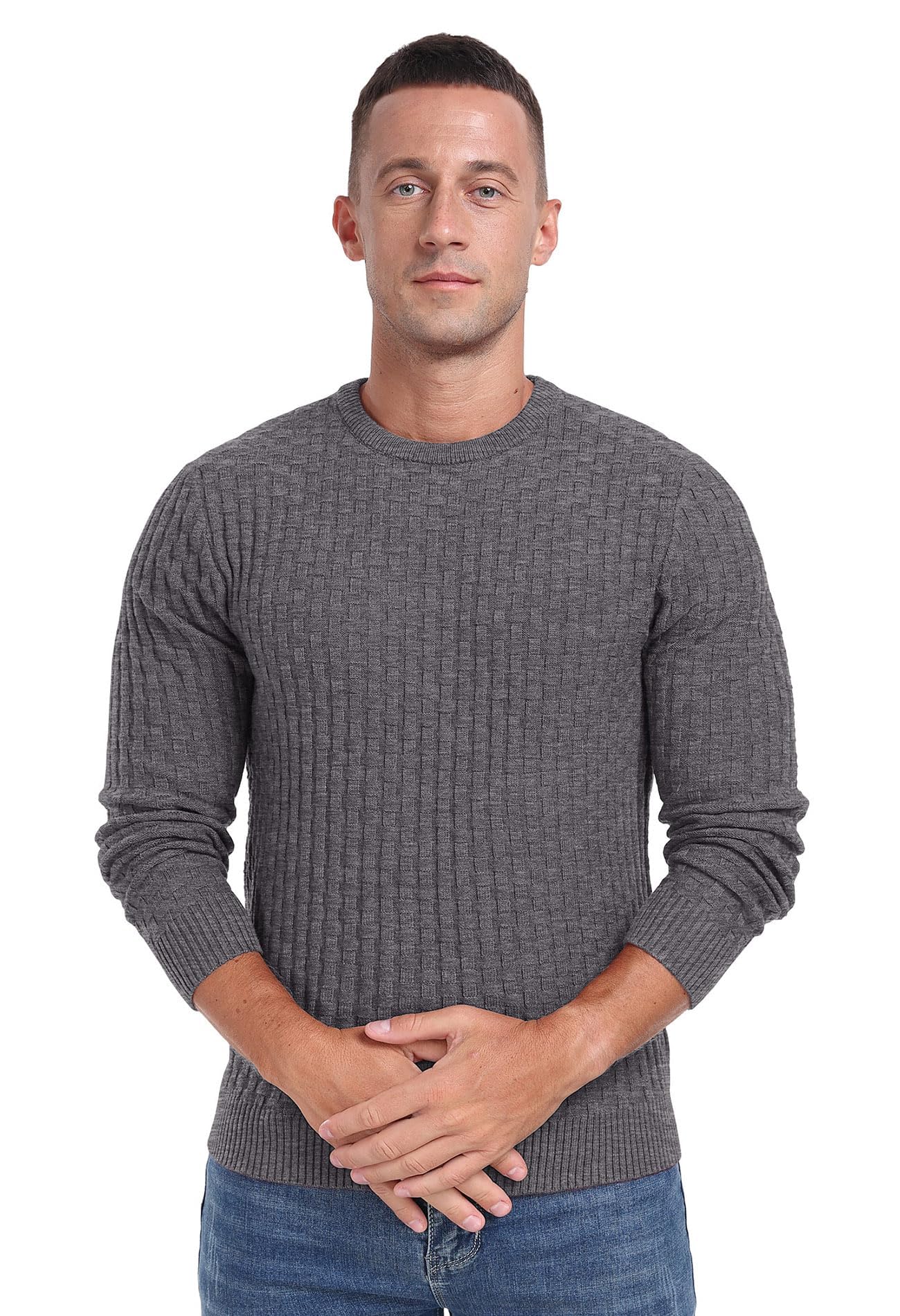 Sailwind Men’s Crew Neck Waffle Knit Sweater