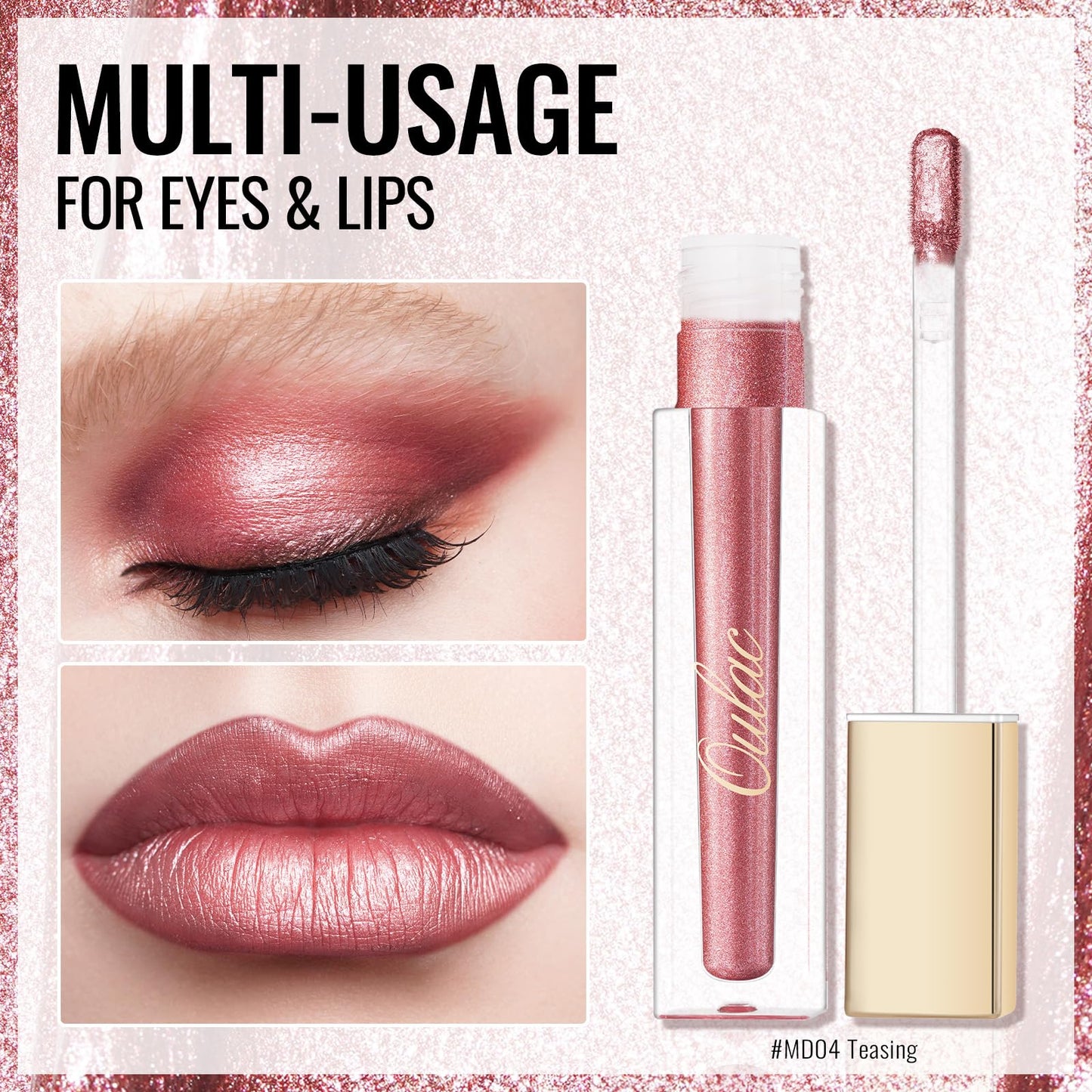 Oulac Metallic Glitter 2-in-1 Lipstick Eyeshadow Long-Lasting Waterproof High-Pigment