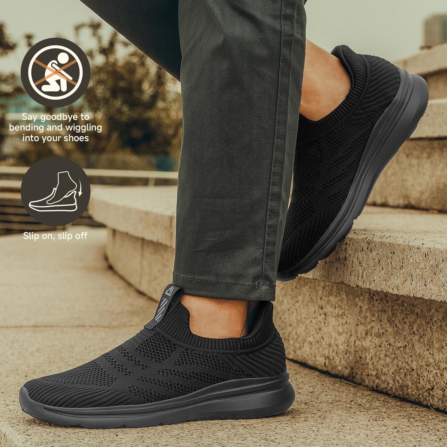ODCKOI Men’s Slip-On Sneakers – Hands-Free, Lightweight & Training Shoes