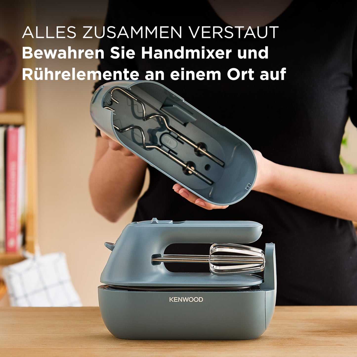 Kenwood MultiPro Go FDP22.130GY, Kompakt-Küchenmaschine nur 30cm hoch, zum Schneiden, Reiben, Pürieren und Teig Kneten, Express-Serve, 1,3 l Arbeitsbehälter, 650 W, Blau