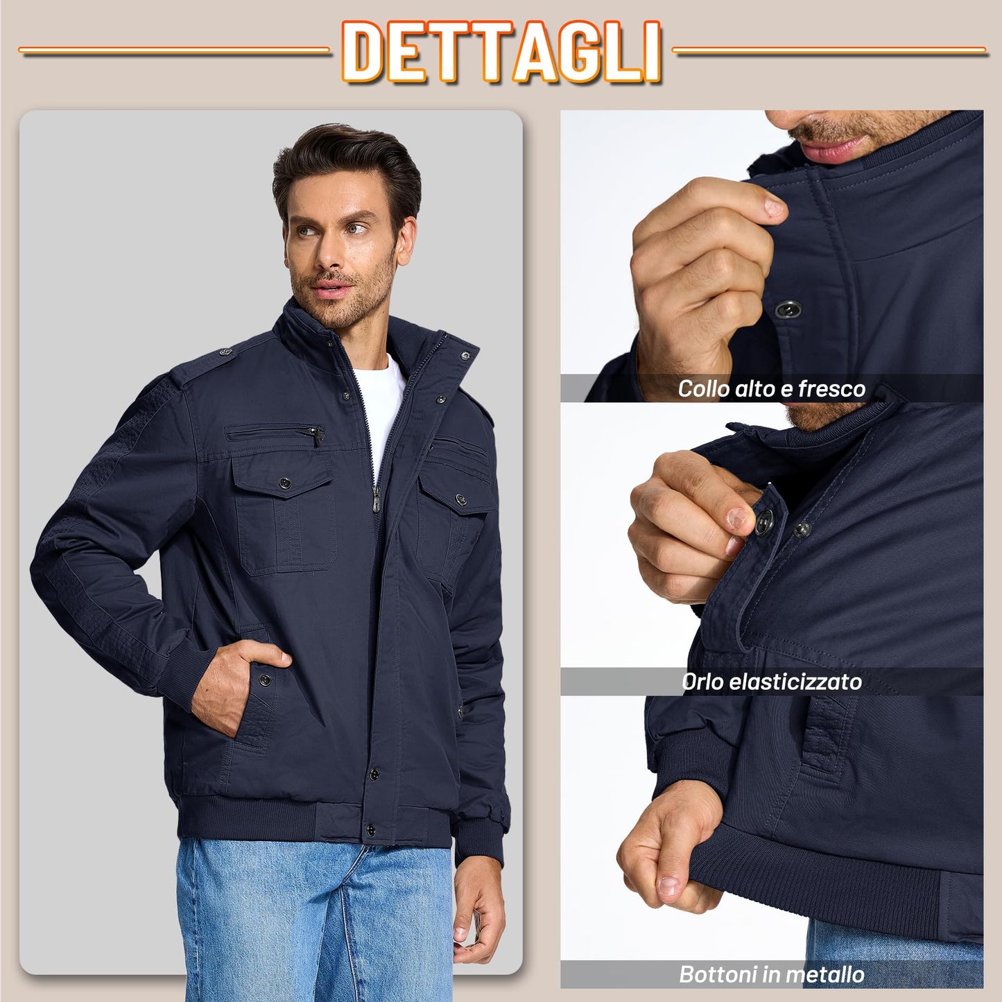 KEFITEVD Men’s Winter Fleece Jacket – Sherpa Lined Military Field Coat
