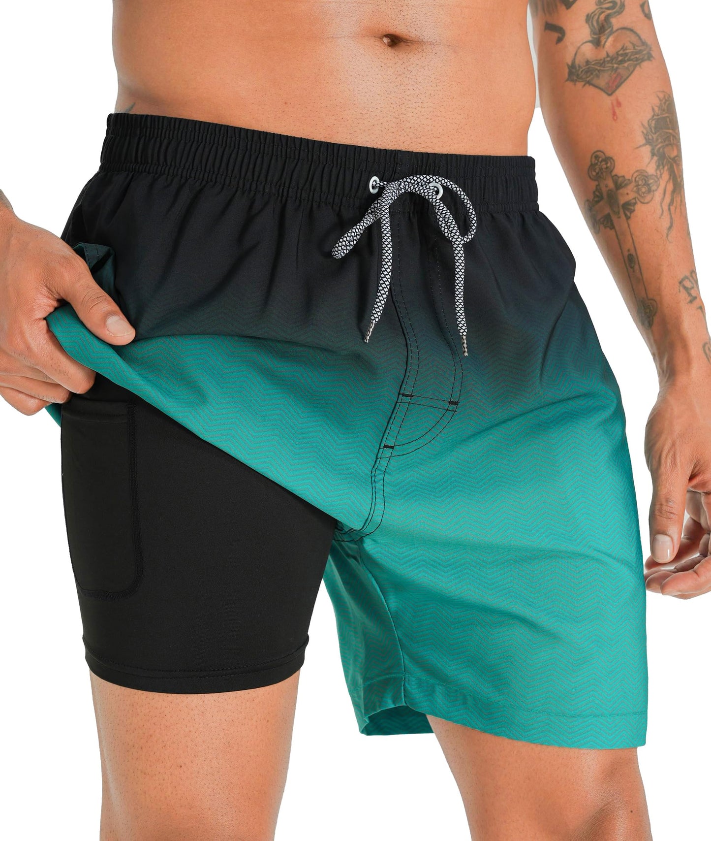 APTRO Men’s 2-in-1 Swim Shorts – Quick-Dry Board Shorts