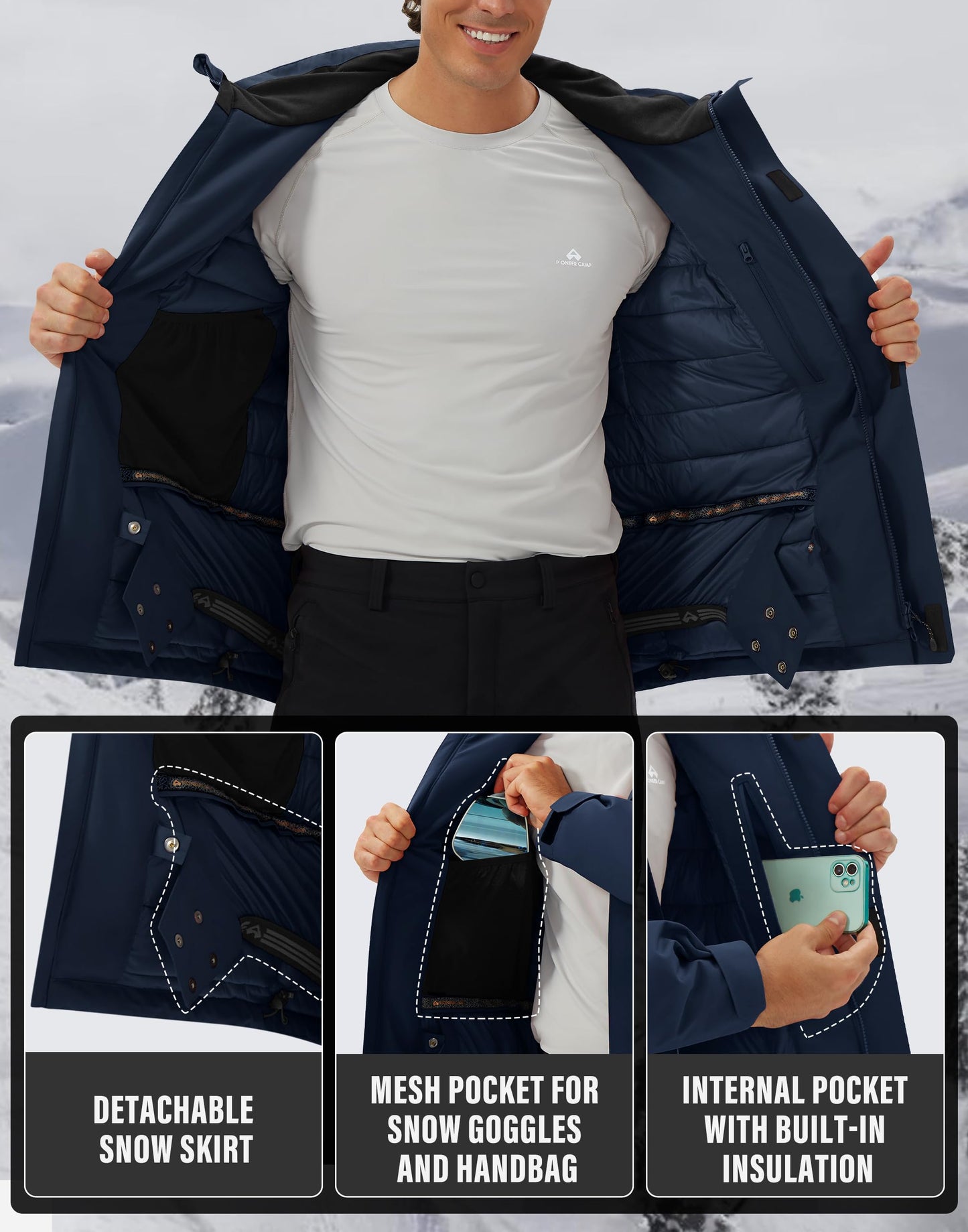 Men’s Ski Jacket – Waterproof, Warm & Breathable Snowboarding Winter Coat