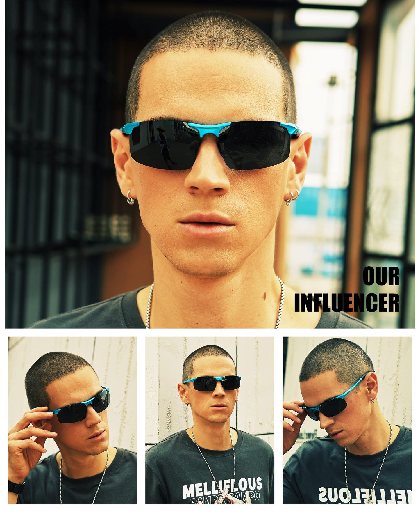 DUCO Herren Sportbrille Polarisierte Sonnenbrille Fahrerbrille Ultraleichte Al-Mg Metallrahmen UV400-Schutz Männer Sonnenbrillen 8177S