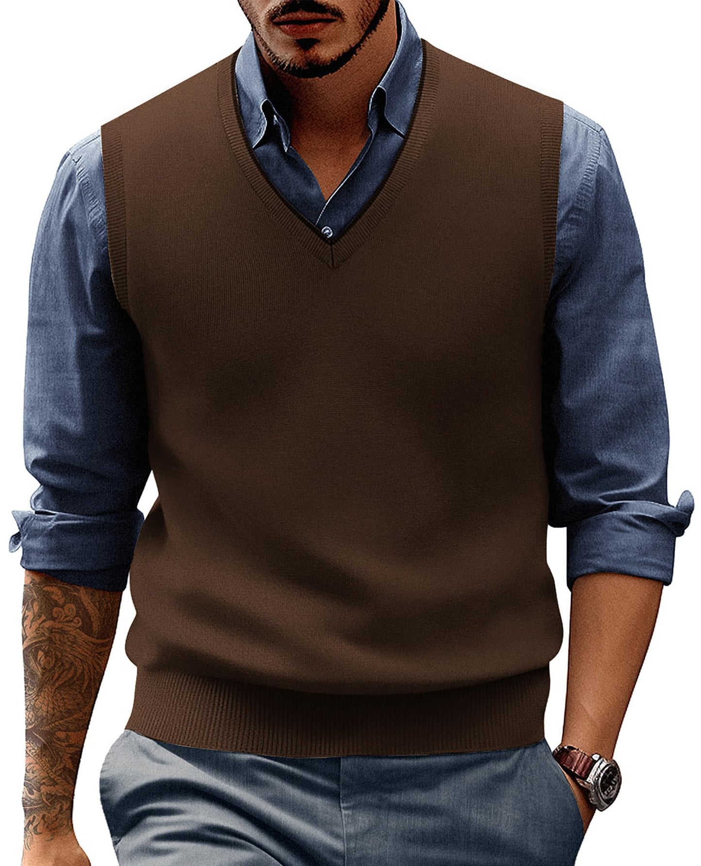 PJ PAUL JONES Men’s Sweater Vest – Wool Blend V-Neck Pullover
