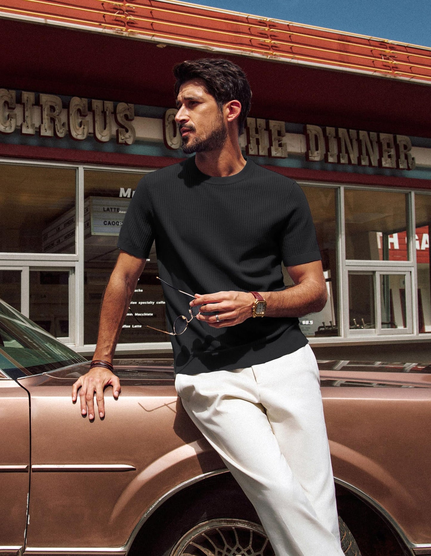 Men’s Short Sleeve Knitted Crew Neck T-Shirt