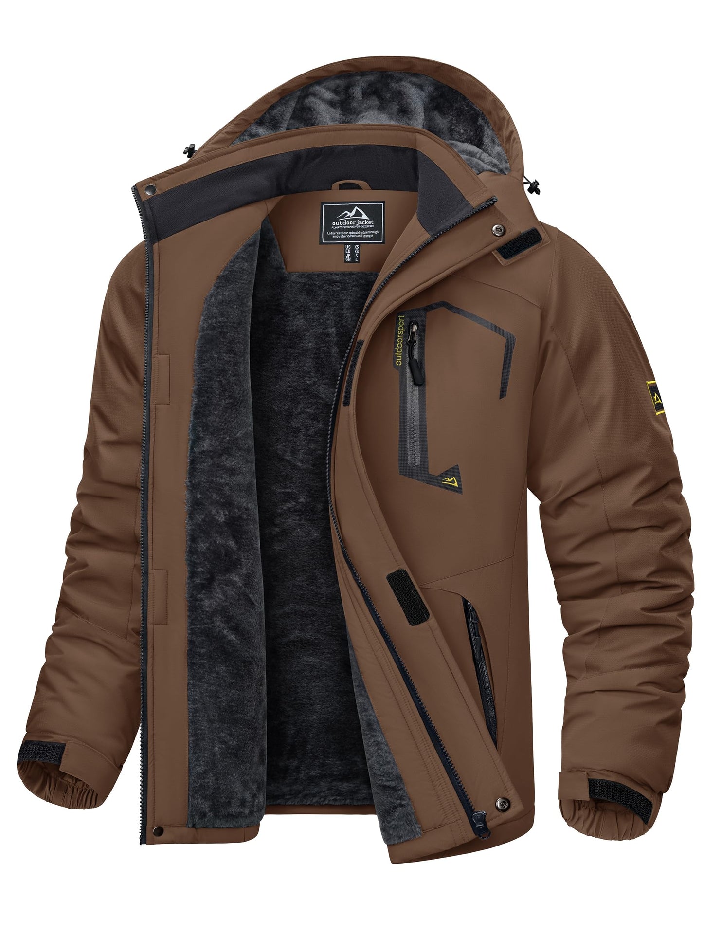 KEFITEVD Herren Skijacke Atmungsaktiv Warm Gefüttert Winterjacke mit Abnehmbarer Kapuze Snowboardjacke Wasserdicht Outdoorjacke