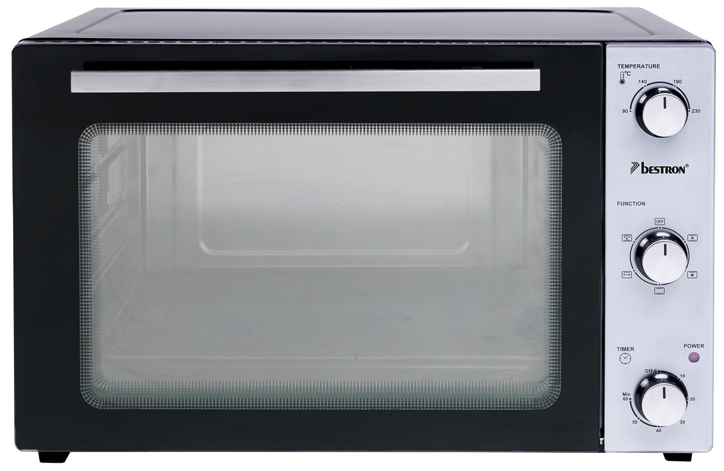 Bestron AOV9 Kompakter Mini-Backofen mit Ober-/Unterhitze, 9 Liter, 800 Watt, Schwarz