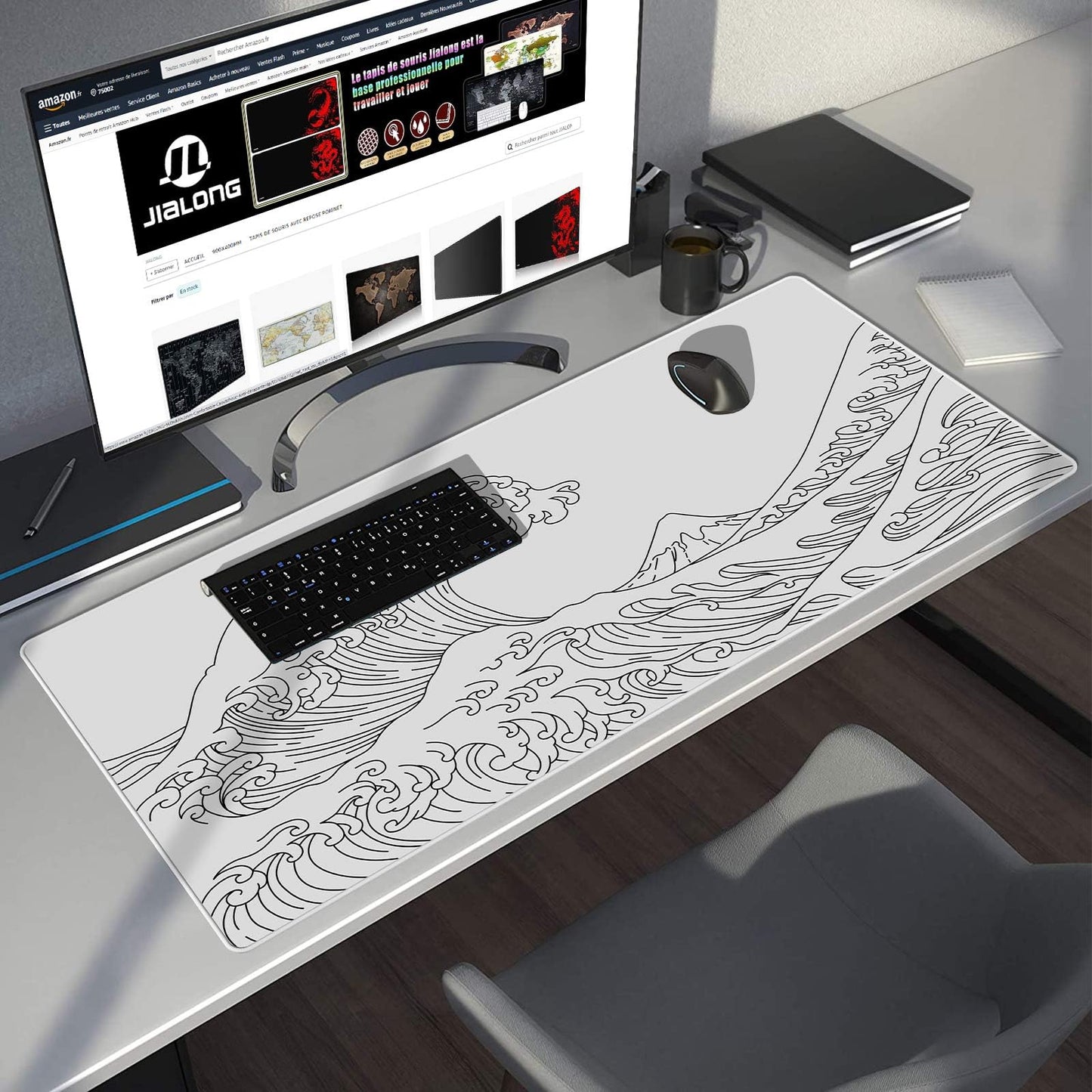 JIALONG Großes Mauspad mit Excel Tastaturkürzeln für Office, multifunktional, komfortabel Gaming Mousepad, Anti Rutsch Schreibtischunterlage für Büro und Zuhause 900x400mm
