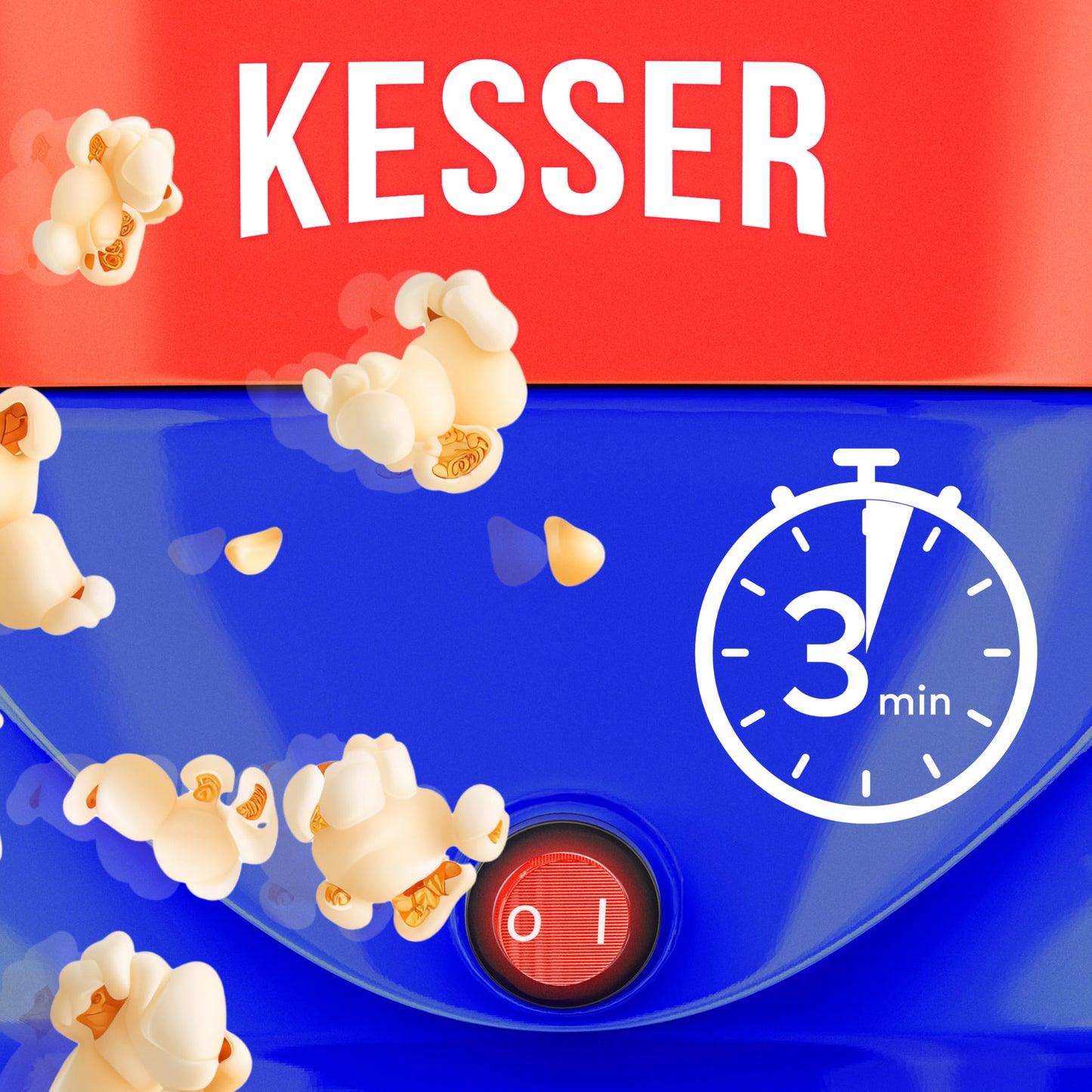 KESSER® Popcornmaschine Groß 800W | Popcorn-Maker 5,5l Inhalt mit Antihaftbeschichtung Deckel & Servierschale | für Öl Butter Zucker Stille & Schnelle inkl. abnehmbarer Heizfläche