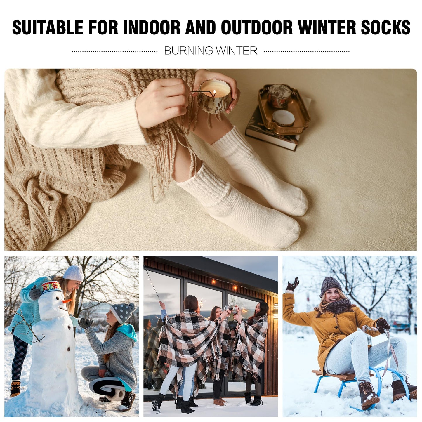 Thermosocks for Women – 3 Pairs Thick Knit Winter Socks